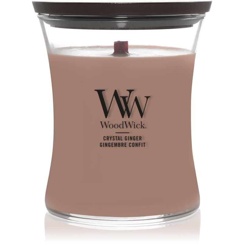 Woodwick Crystal Ginger scented candle with wooden wick 275 g