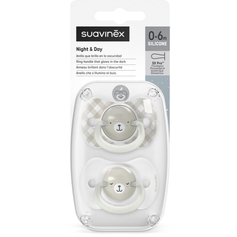 Suavinex Wild & Free Night & Day dummy Grey 2 pc