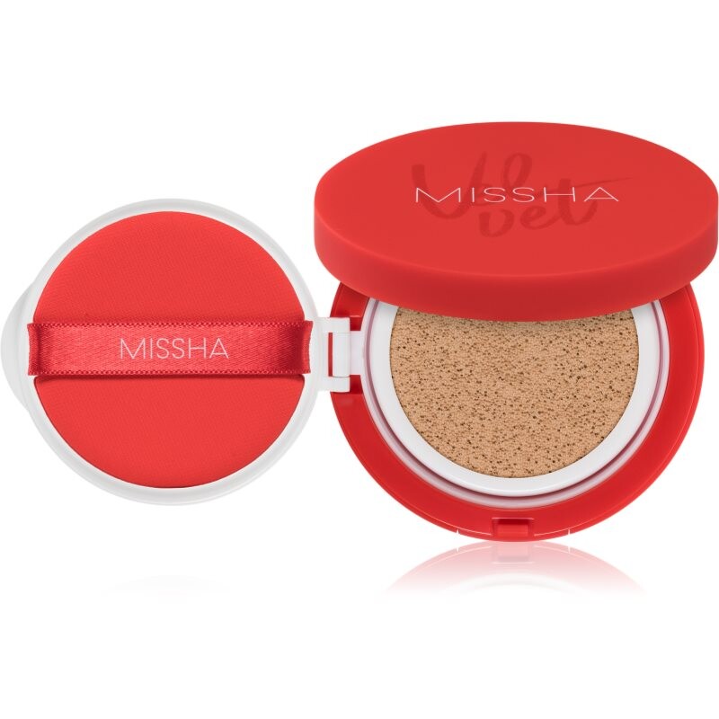Missha Velvet Finish Cushion long-lasting cushion foundation SPF 50+ shade #21 Neutral Light Beige 15 g