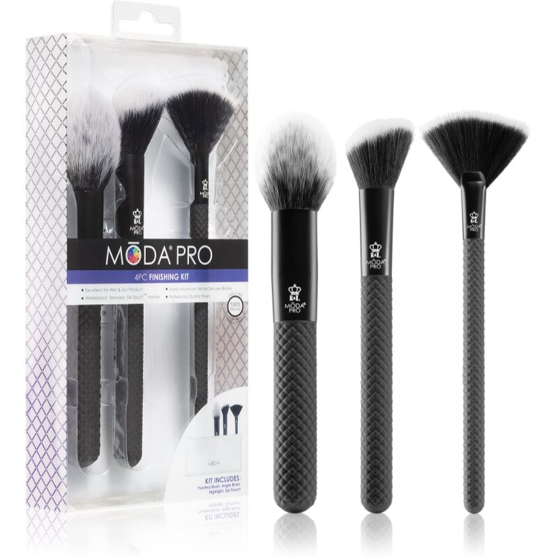 Royal and Langnickel MŌDA® PRO Finishing Kit brush set with a pouch