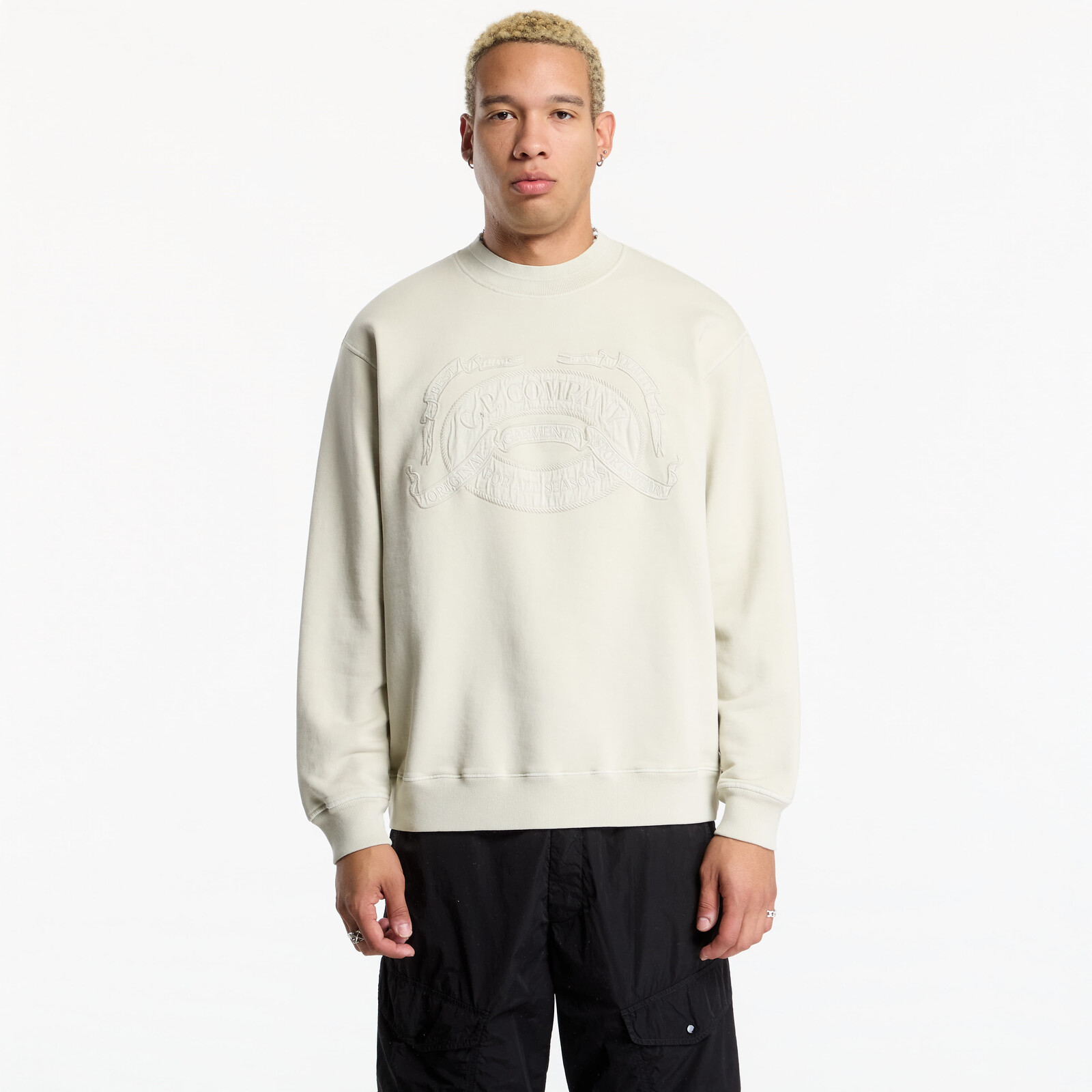 Sweatshirt C.P. Company Cotton Fleece Crewneck Logo Sweatshirt Silver Birch L