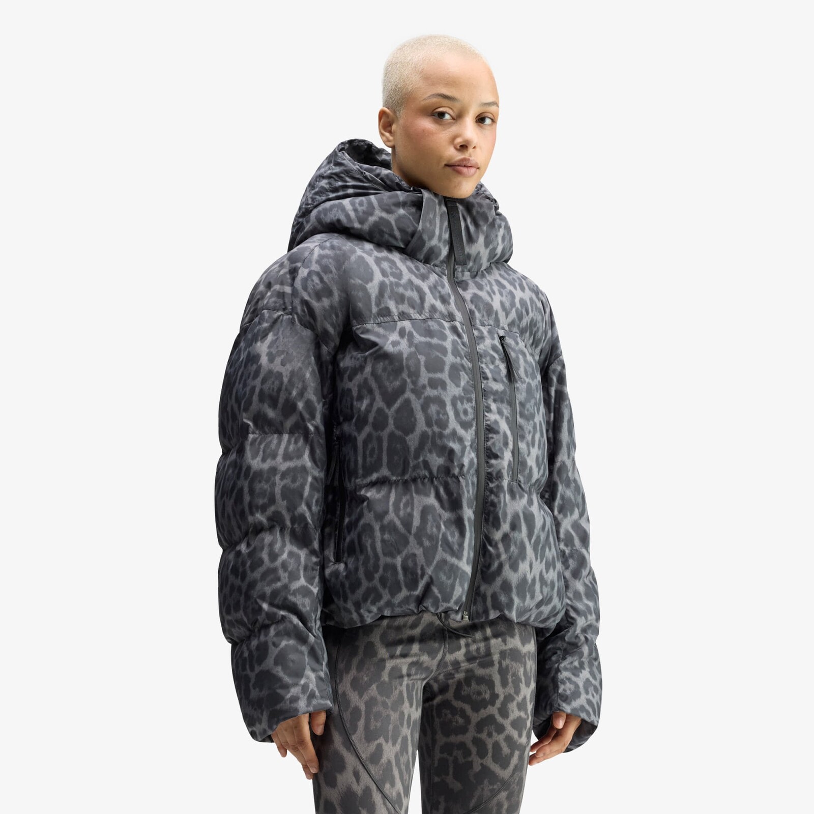 Jacket adidas by Stella McCartney Short Padded Winter Jacket Printed Dove Grey/ Carbon M
