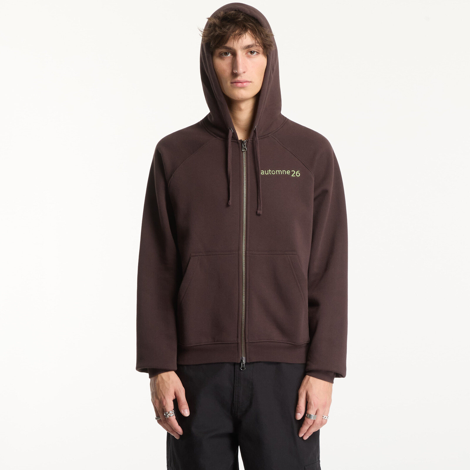 Sweatshirt Dime Grid Zip Hoodie Dark Brown L