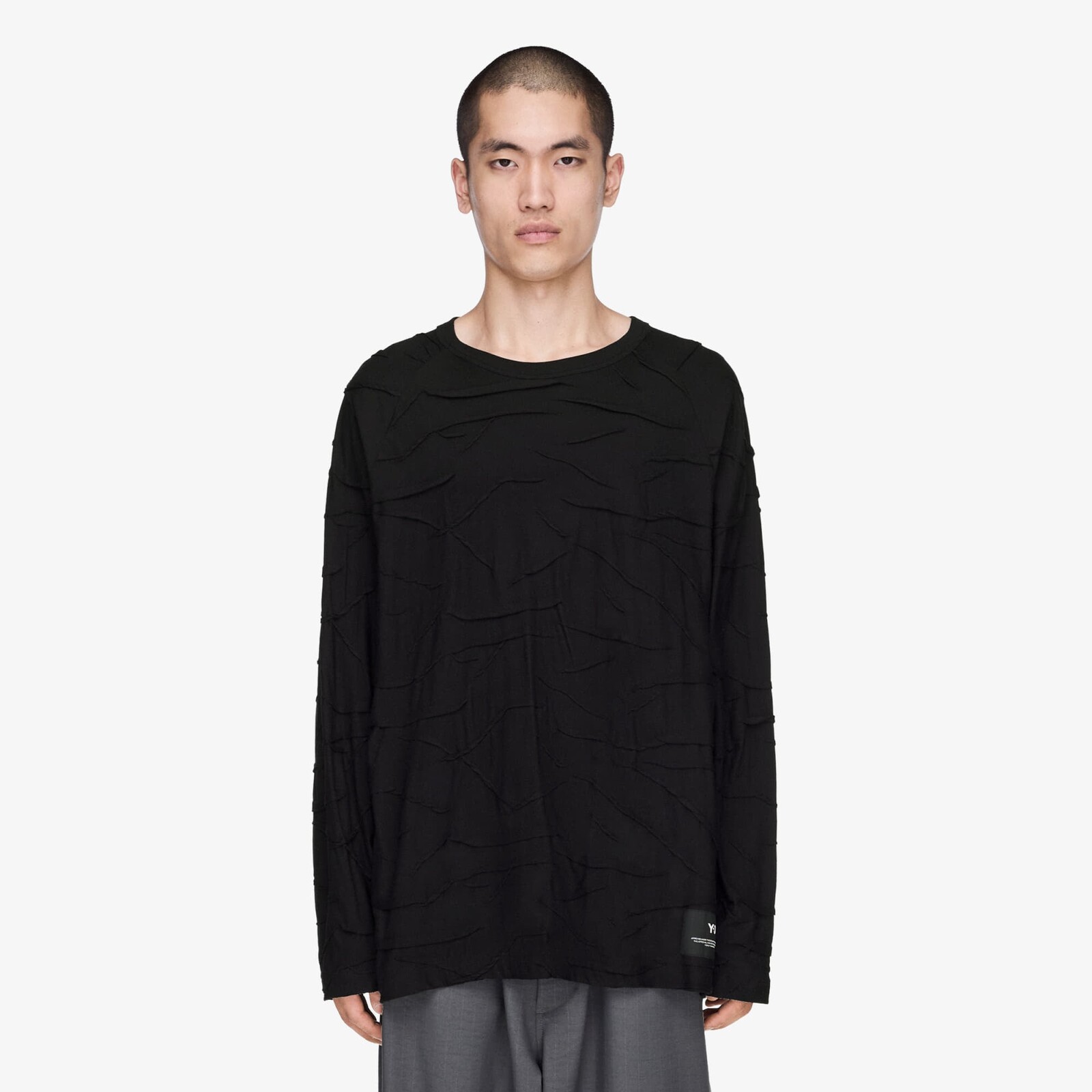 T-shirt Y-3 Pleated Oversized Long Sleeve Tee Black XS