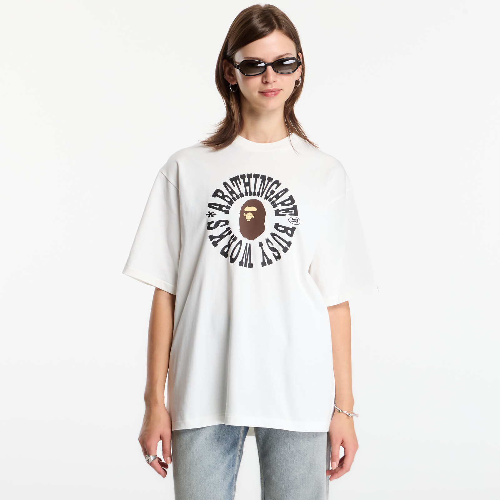 T-shirt A Bathing Ape Busy Works Logo Relaxed Fit Tee UNISEX Ivory S