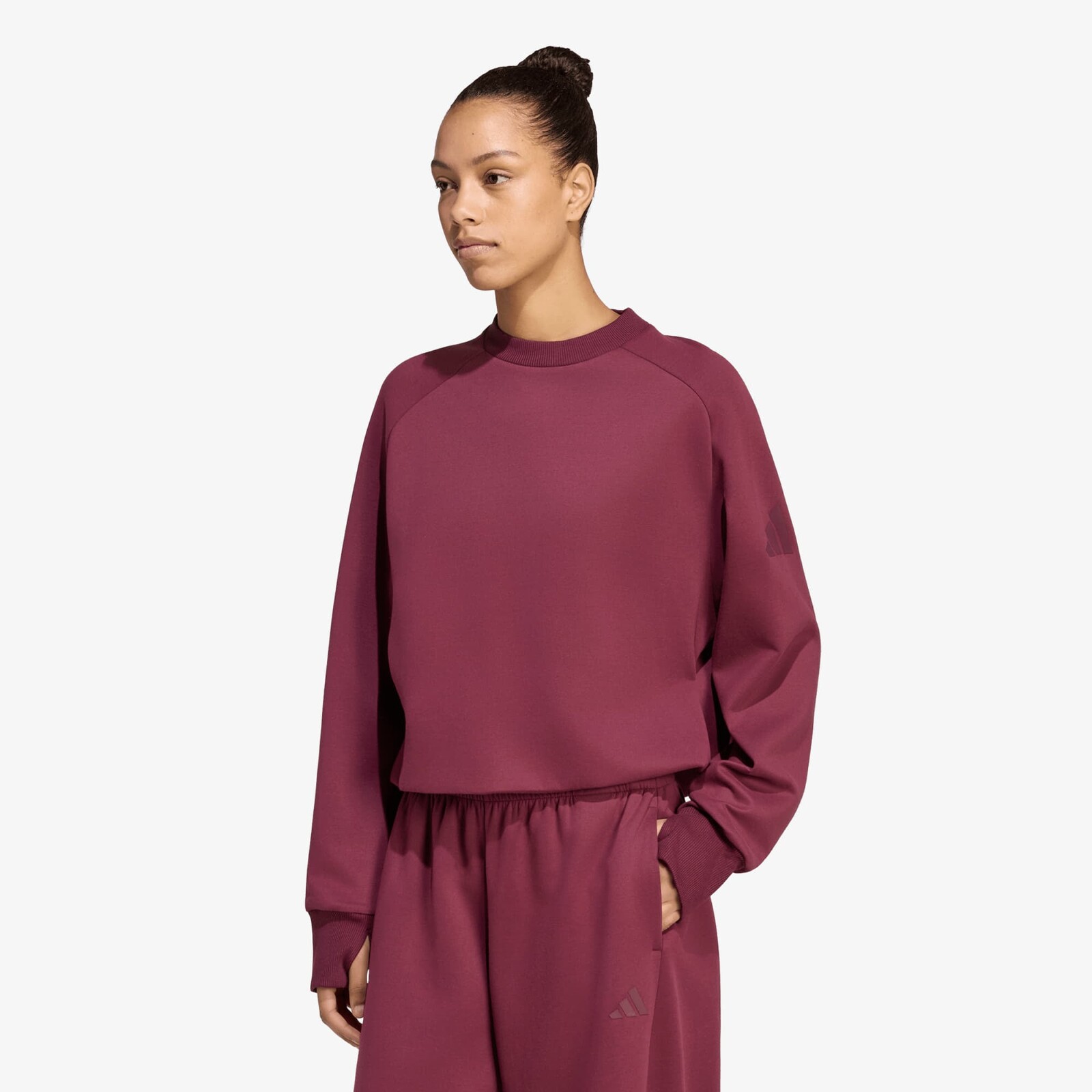 Sweater adidas Soft Lux Winter Knit Sweatshirt Maroon XS