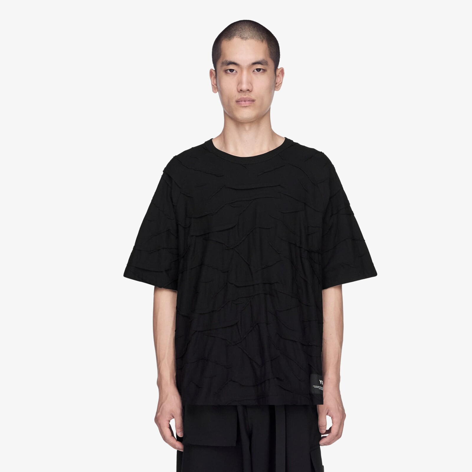 T-shirt Y-3 Pleated Short Sleeve Tee Black M