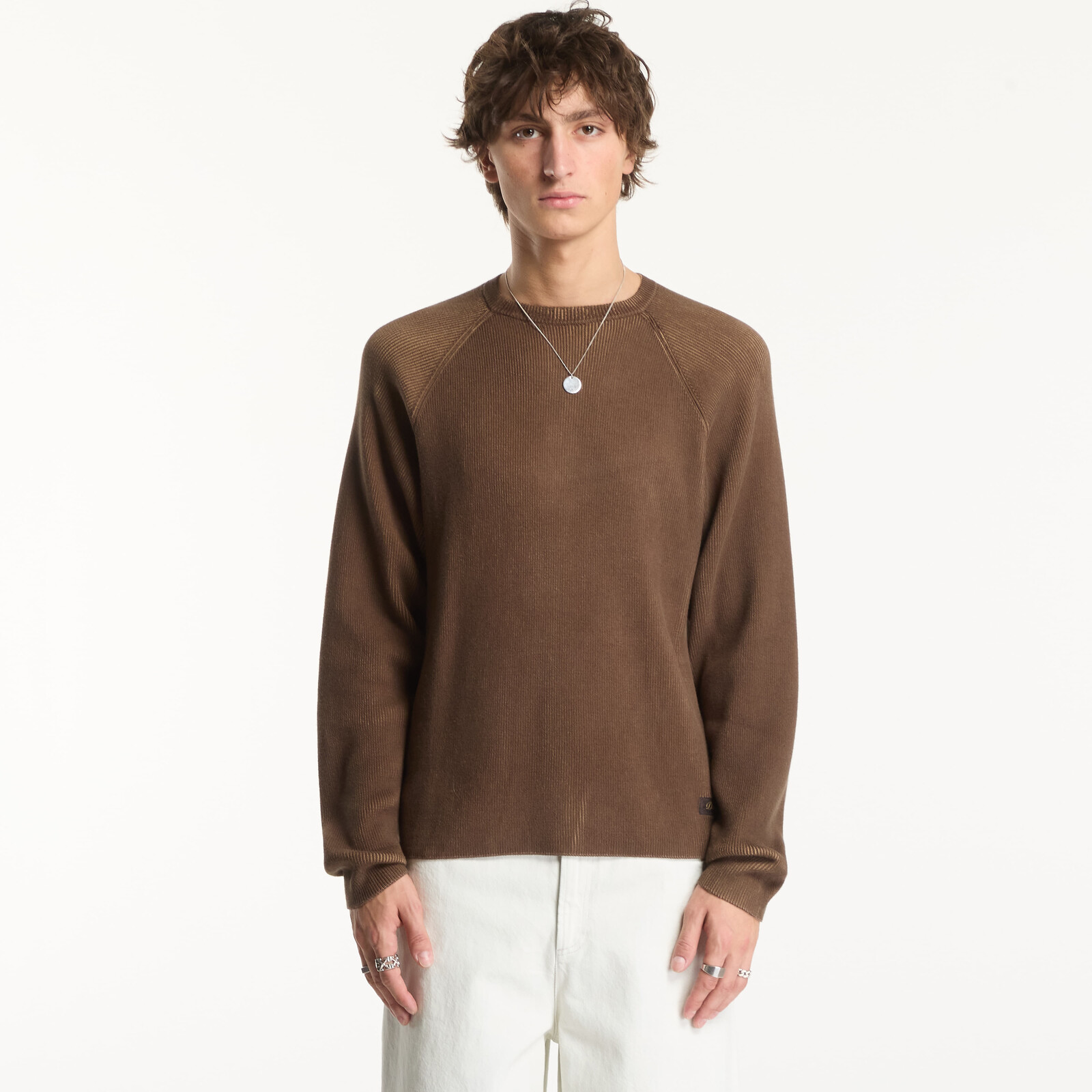 Sweater Dime Printed Rib Sweater Brown/Tan M