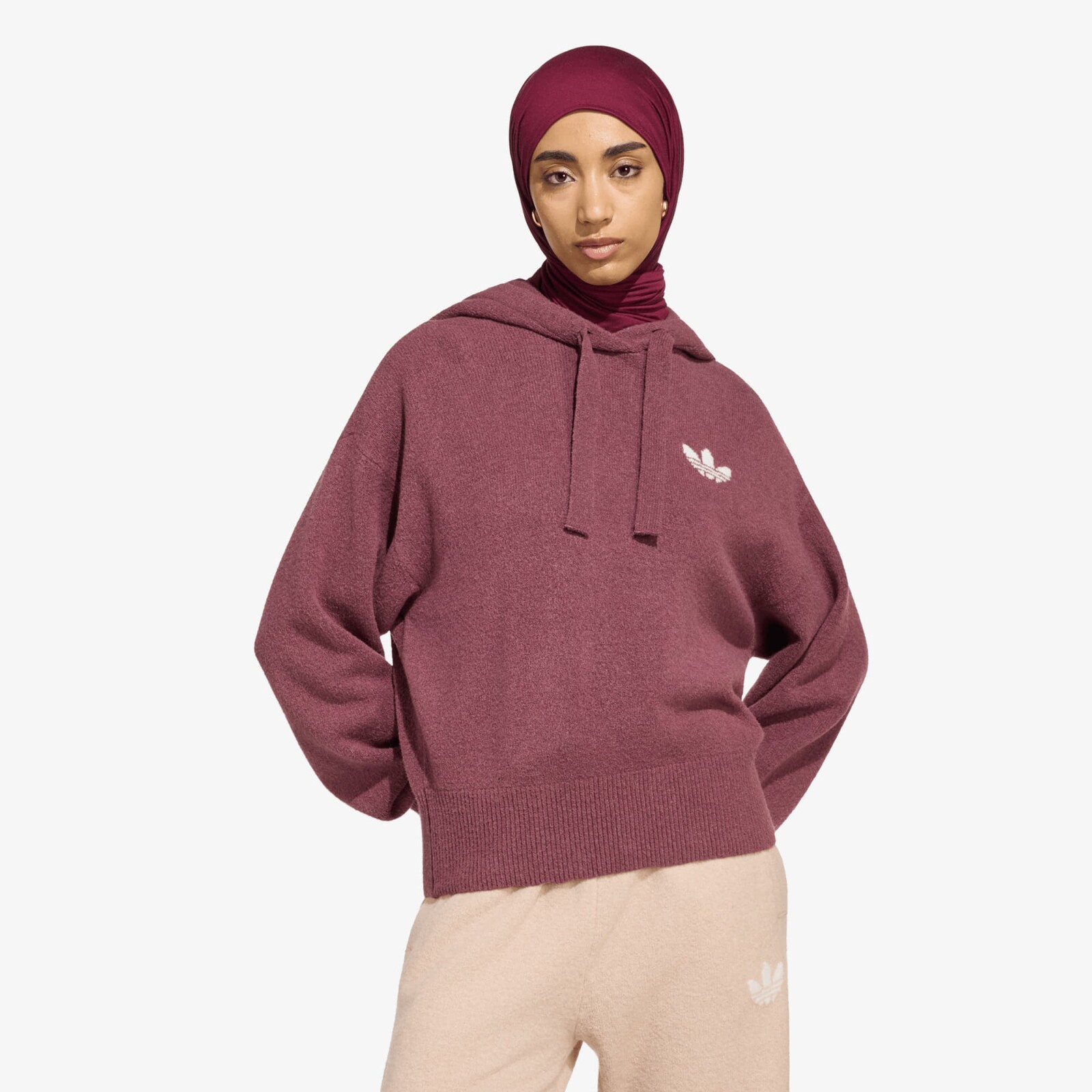 Sweater adidas Essentials Knit Hoodie Quiet Crimson XS