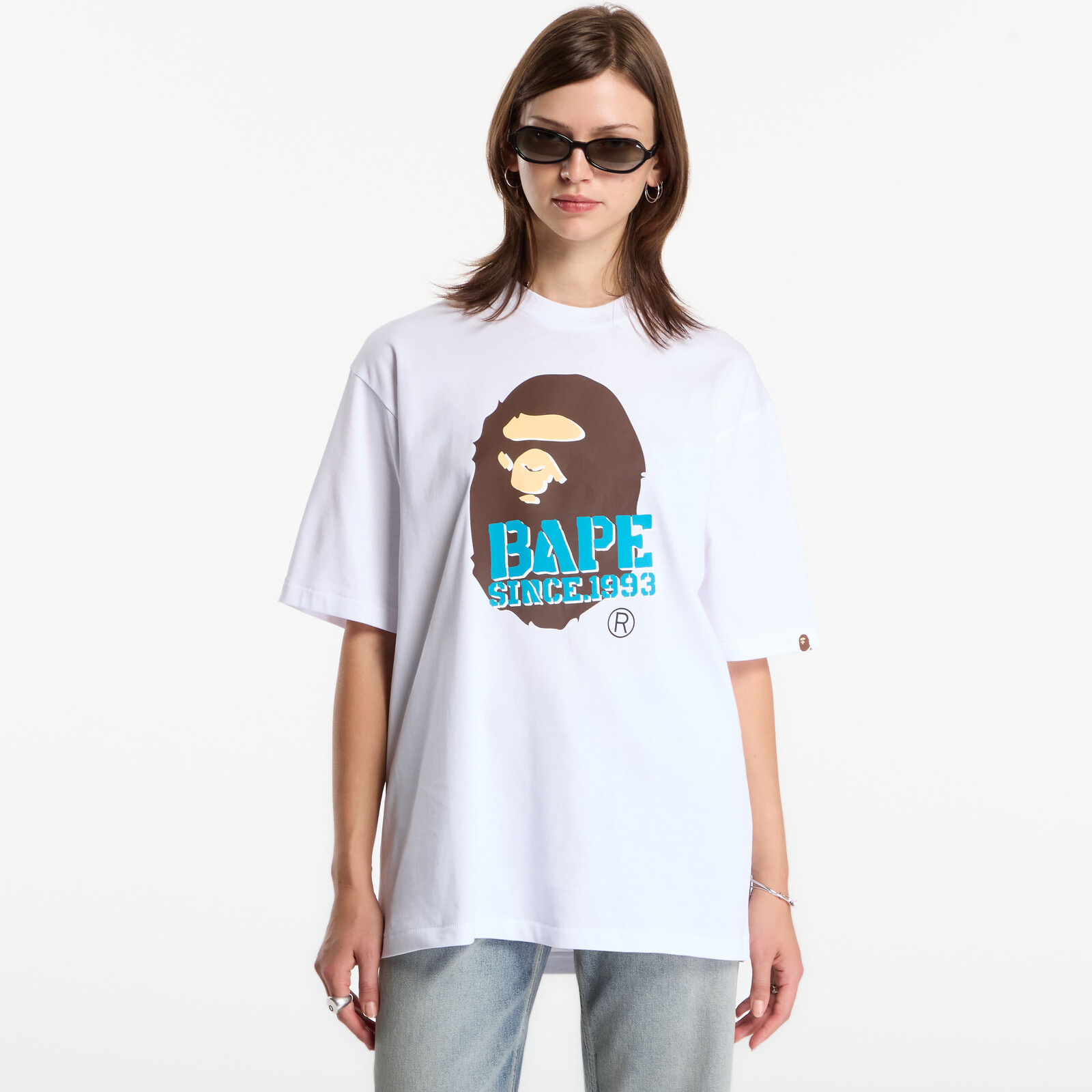 T-shirt A Bathing Ape Stencil Font Ape Head Relaxed Fit Tee UNISEX White S