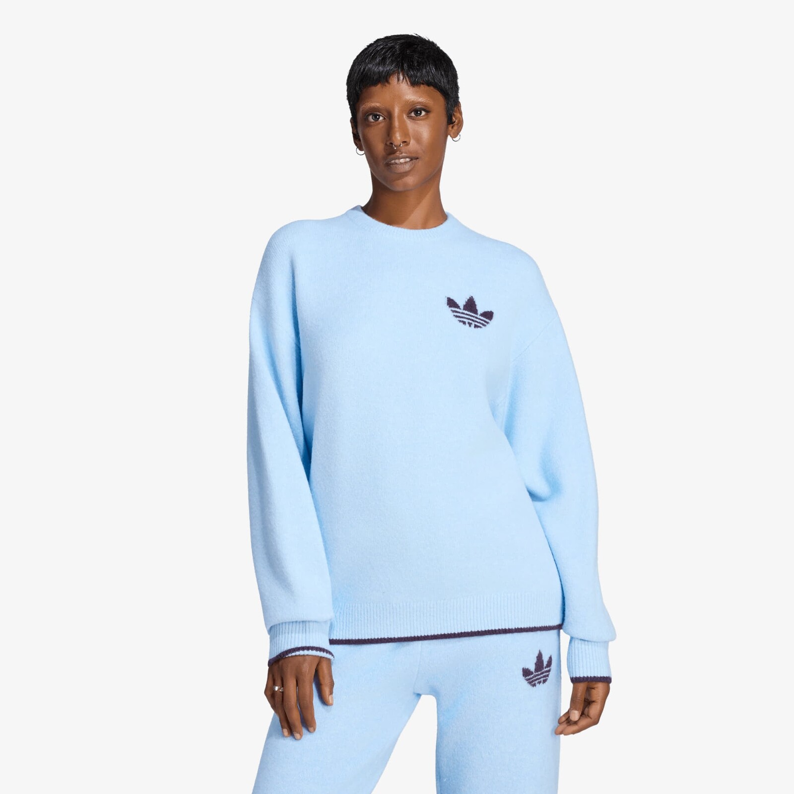 Sweater adidas Ess Knit Tipping Crew Clear Sky/ Noble Red S