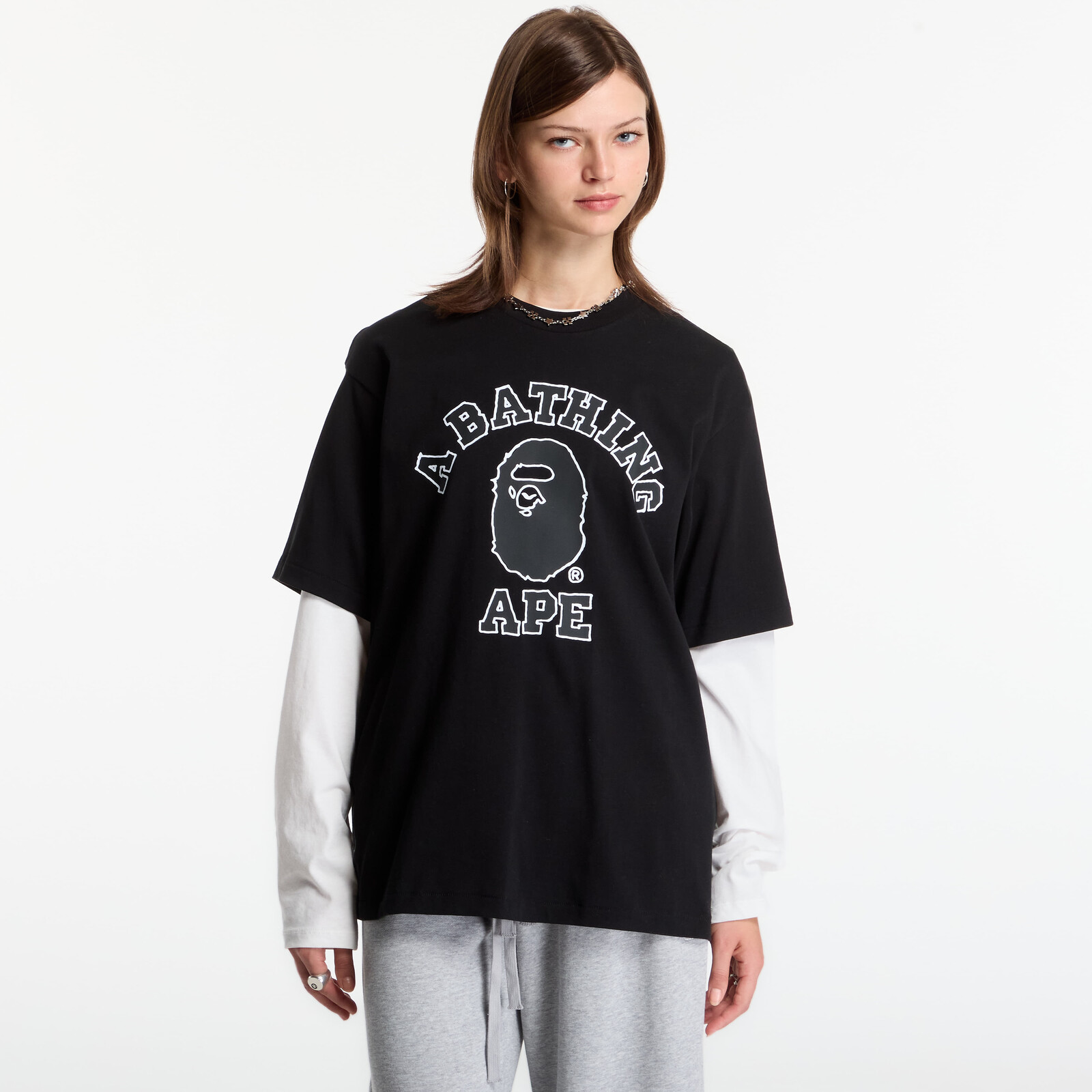 T-shirt A Bathing Ape Hand Drawn Outline College Relaxed Fit Tee UNISEX Black M