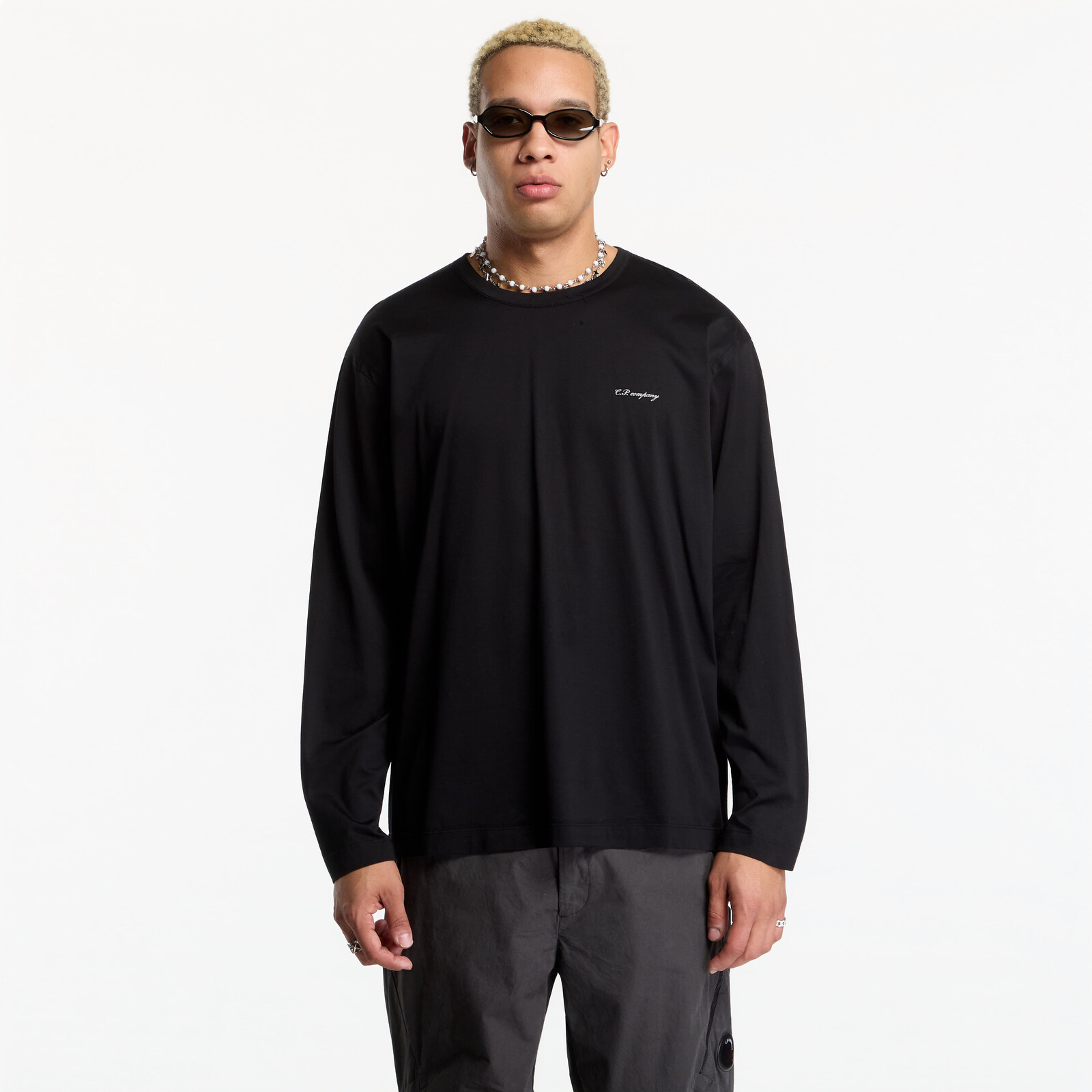 T-shirt C.P. Company 70/2 Mercerized Jersey Gasato Long Sleeve T-Shirt Black XL