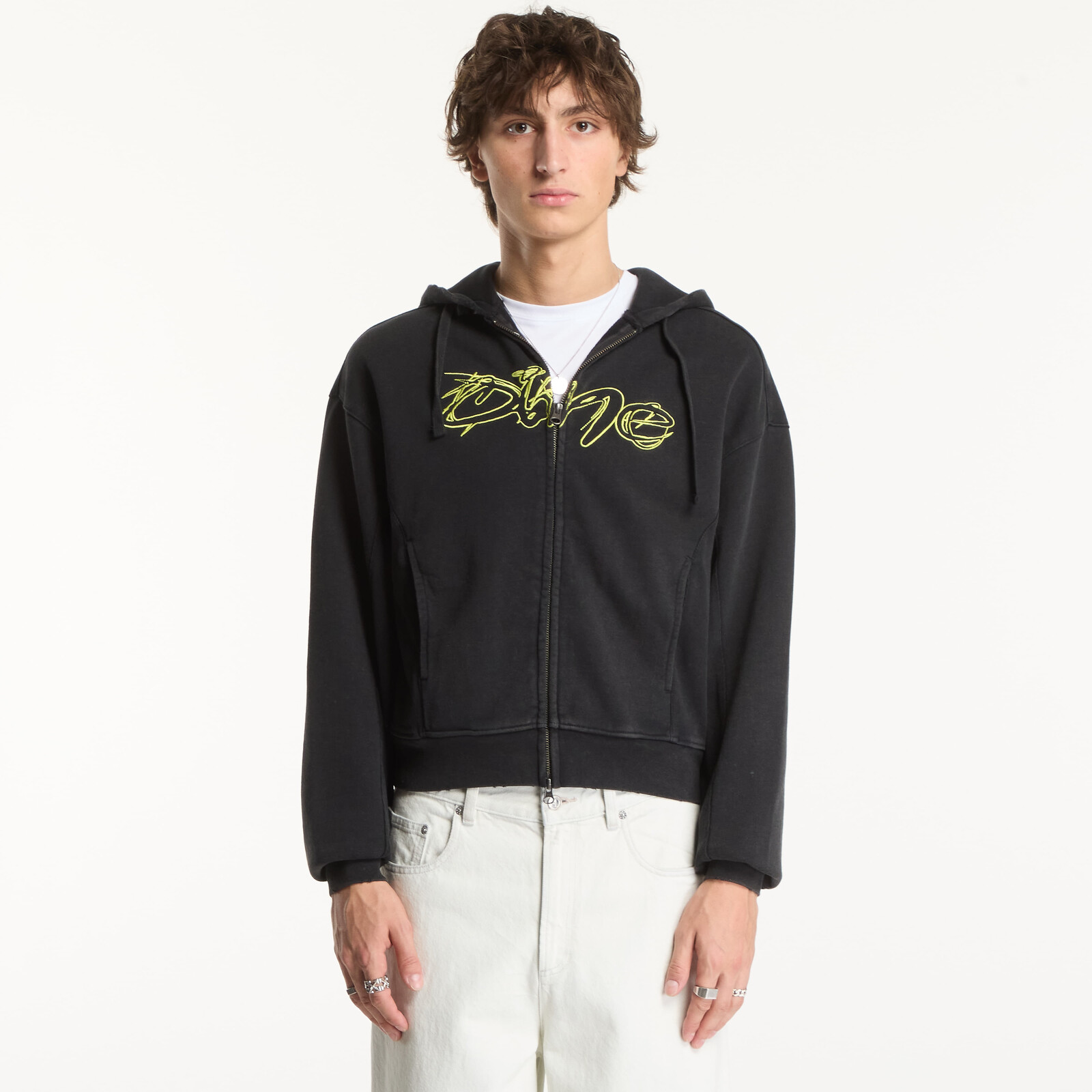 Sweatshirt Dime Distressed Terry Zip Hoodie Acid Black M