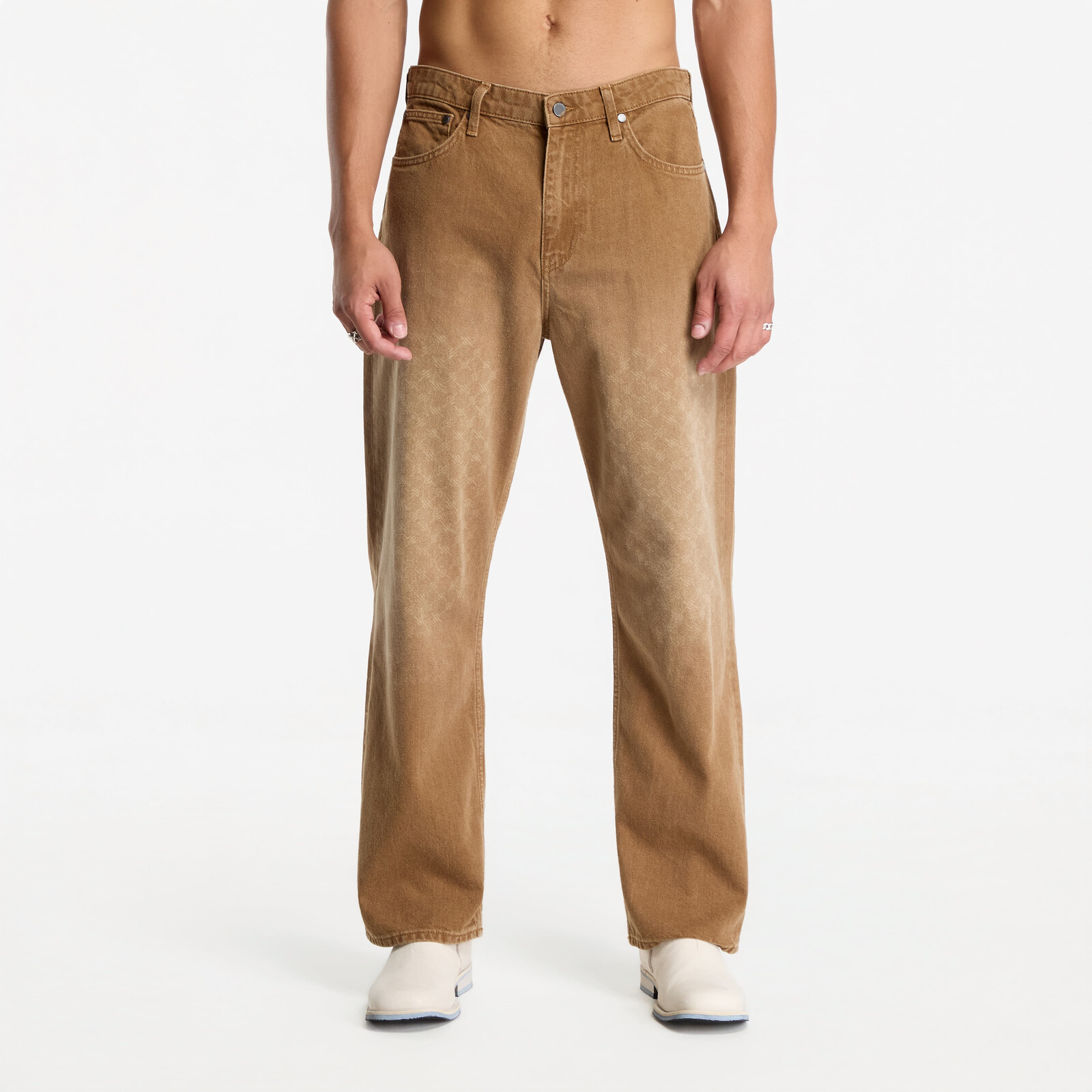 Pants Daily Paper Faded Monogram Amba Jeans Beige S
