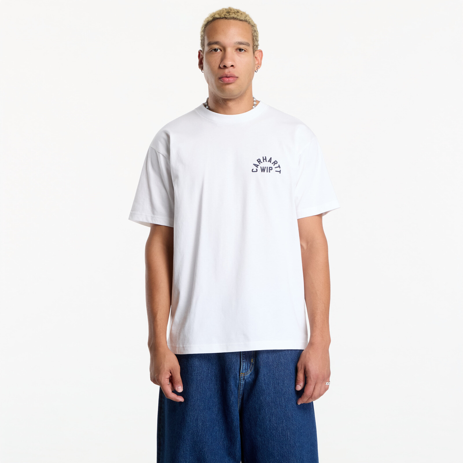 T-shirt Carhartt WIP S/S Arch Script T-Shirt UNISEX White/ Dark Navy XL