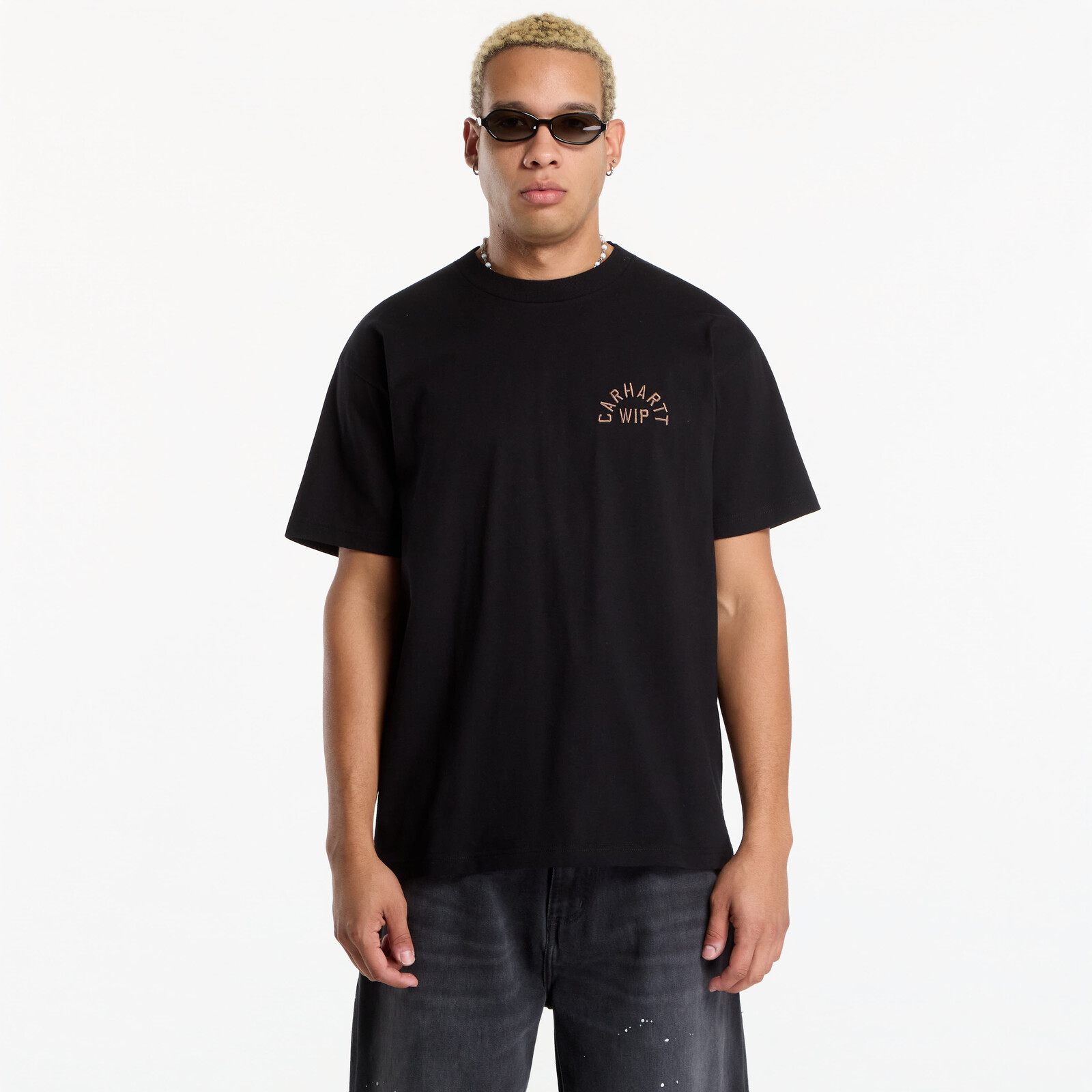 T-shirt Carhartt WIP S/S Arch Script T-Shirt UNISEX Black/ WIP H Brown S