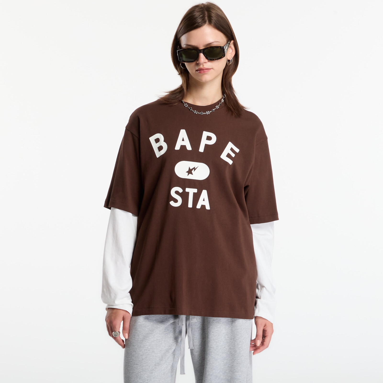 T-shirt A Bathing Ape Bape Sta College Relaxed Fit Tee UNISEX Brown S