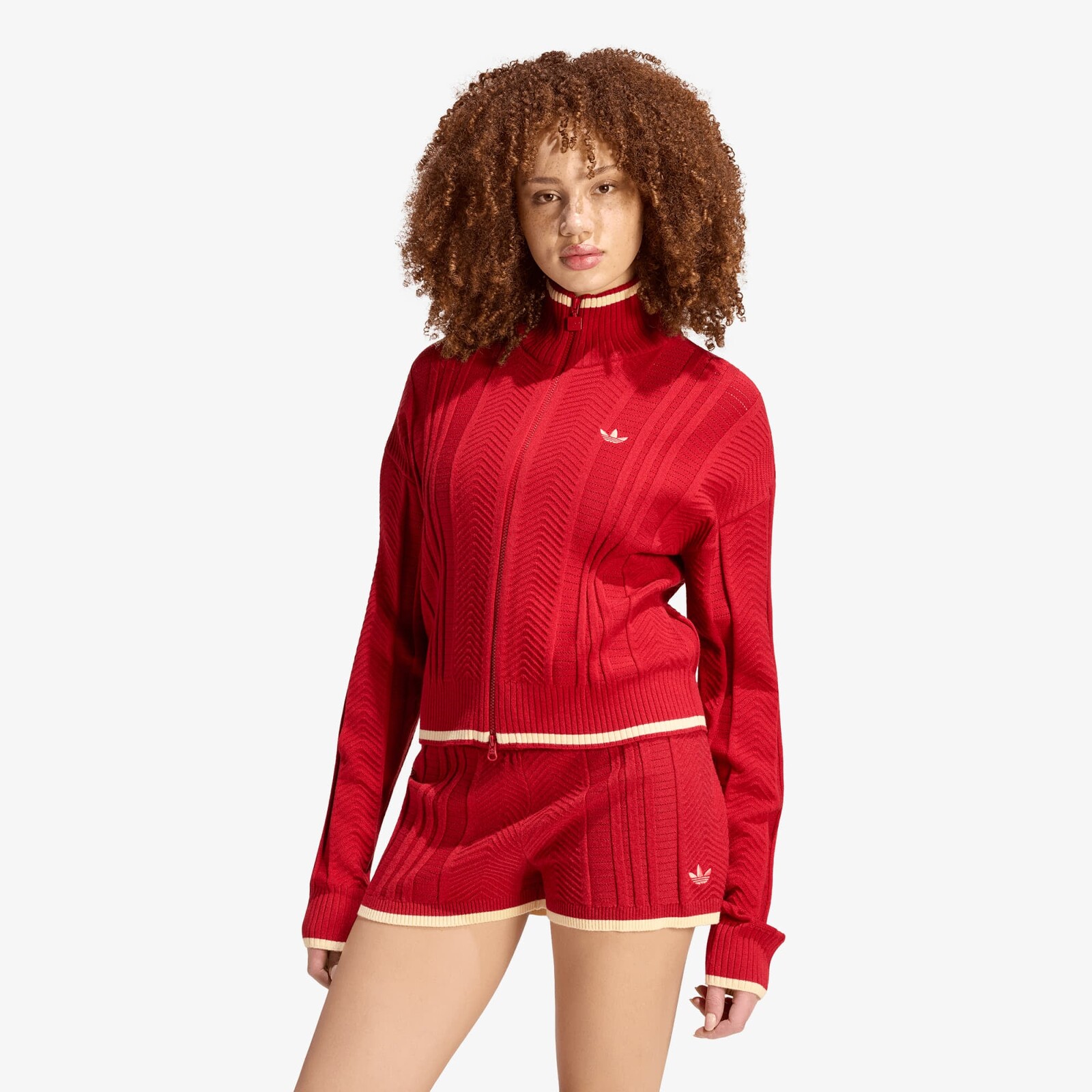 Sweater adidas Cable Knit Firebird Track Top Team Victory Red XS
