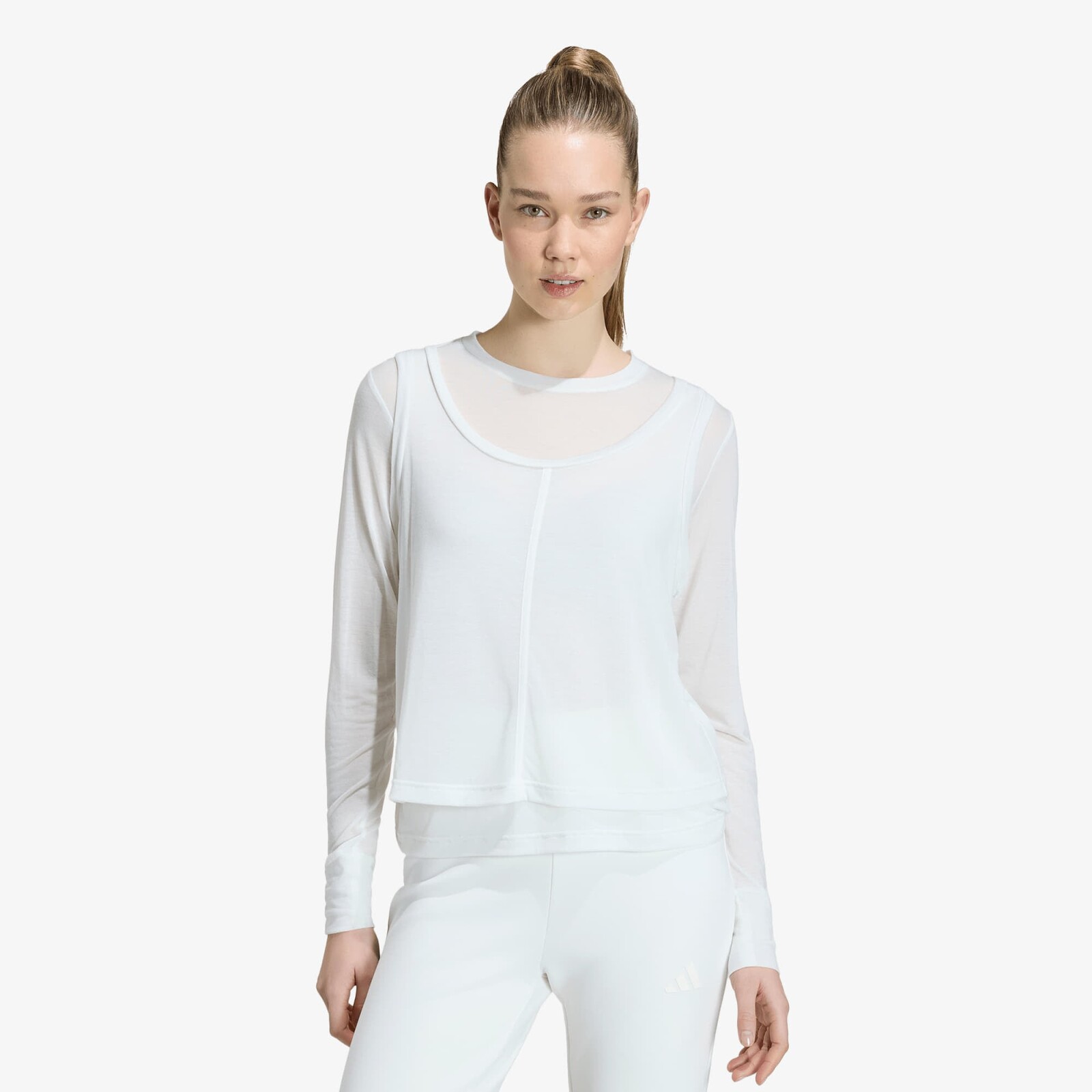 T-shirt adidas Soft Lux Sheer Long-Sleeve Off White L