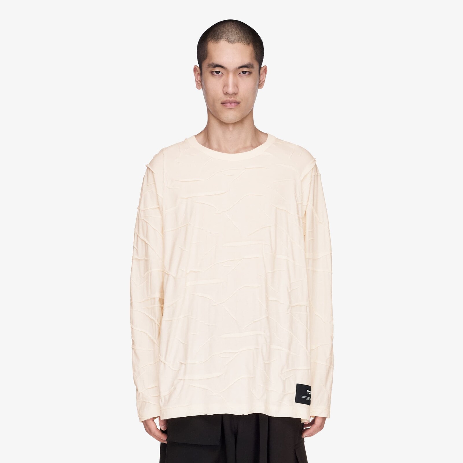 T-shirt Y-3 Pleated Oversized Long Sleeve Tee Chalk White XL