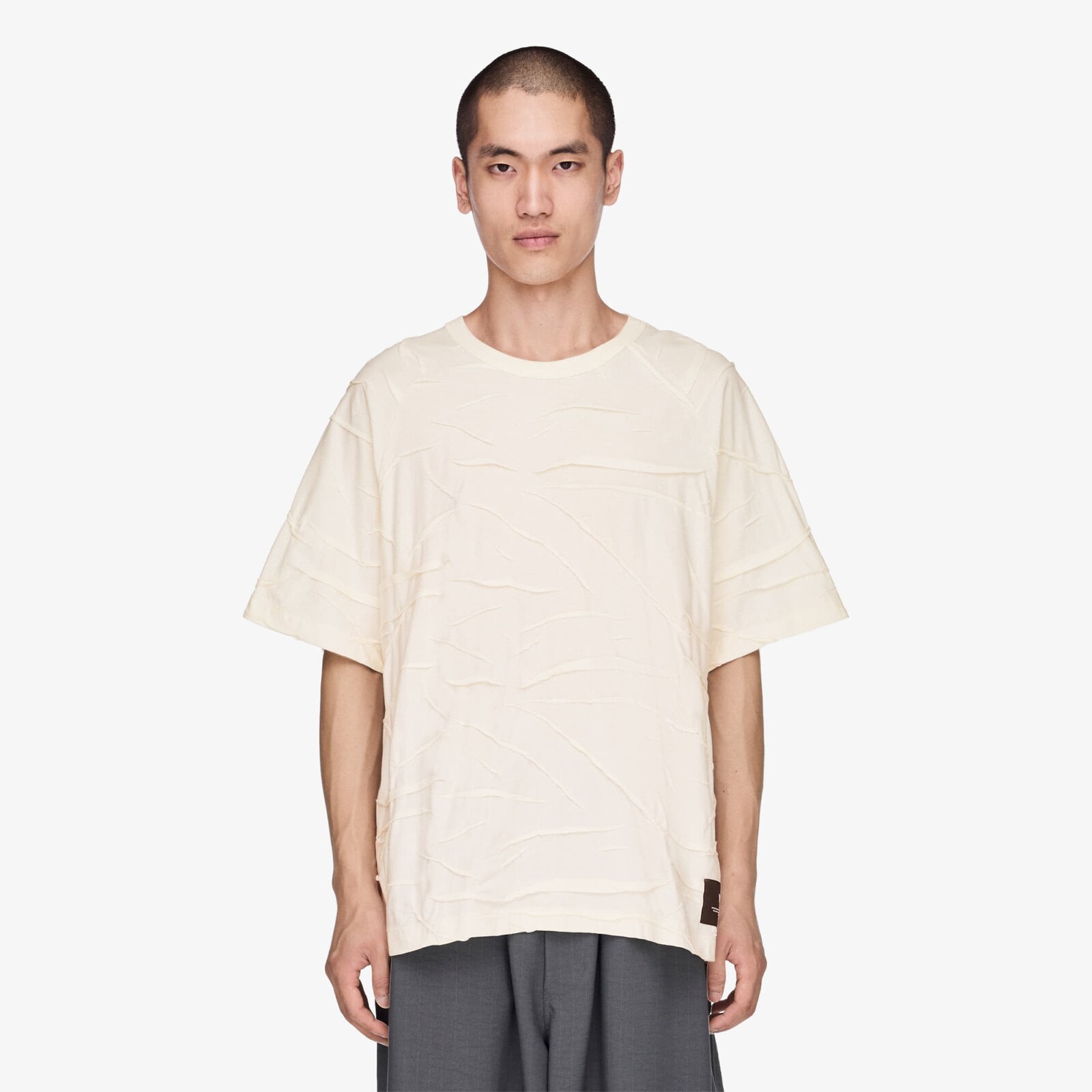 T-shirt Y-3 Pleated Short Sleeve Tee Chalk White L