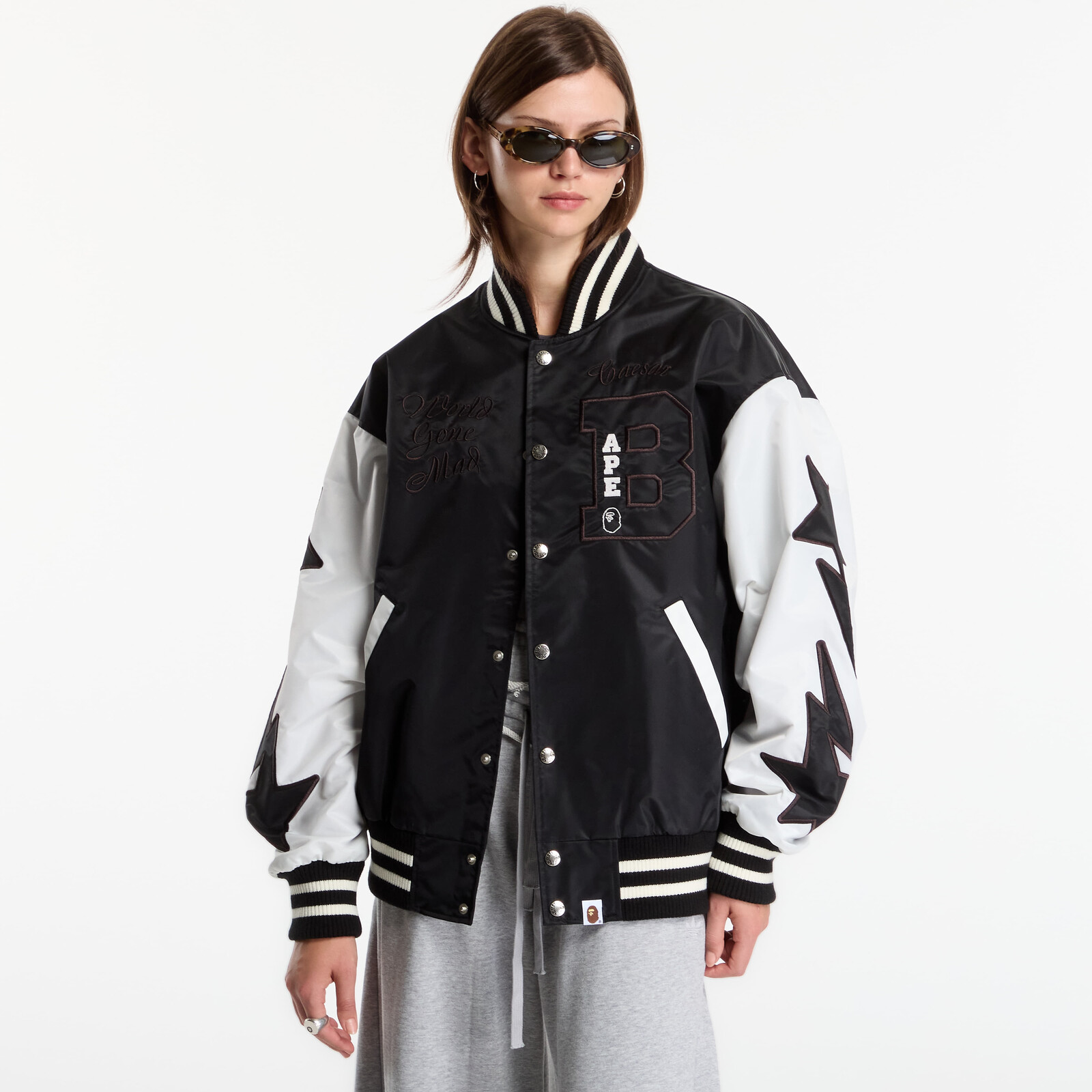 Bomber A Bathing Ape Bape Nylon Varsity Jacket UNISEX Black L
