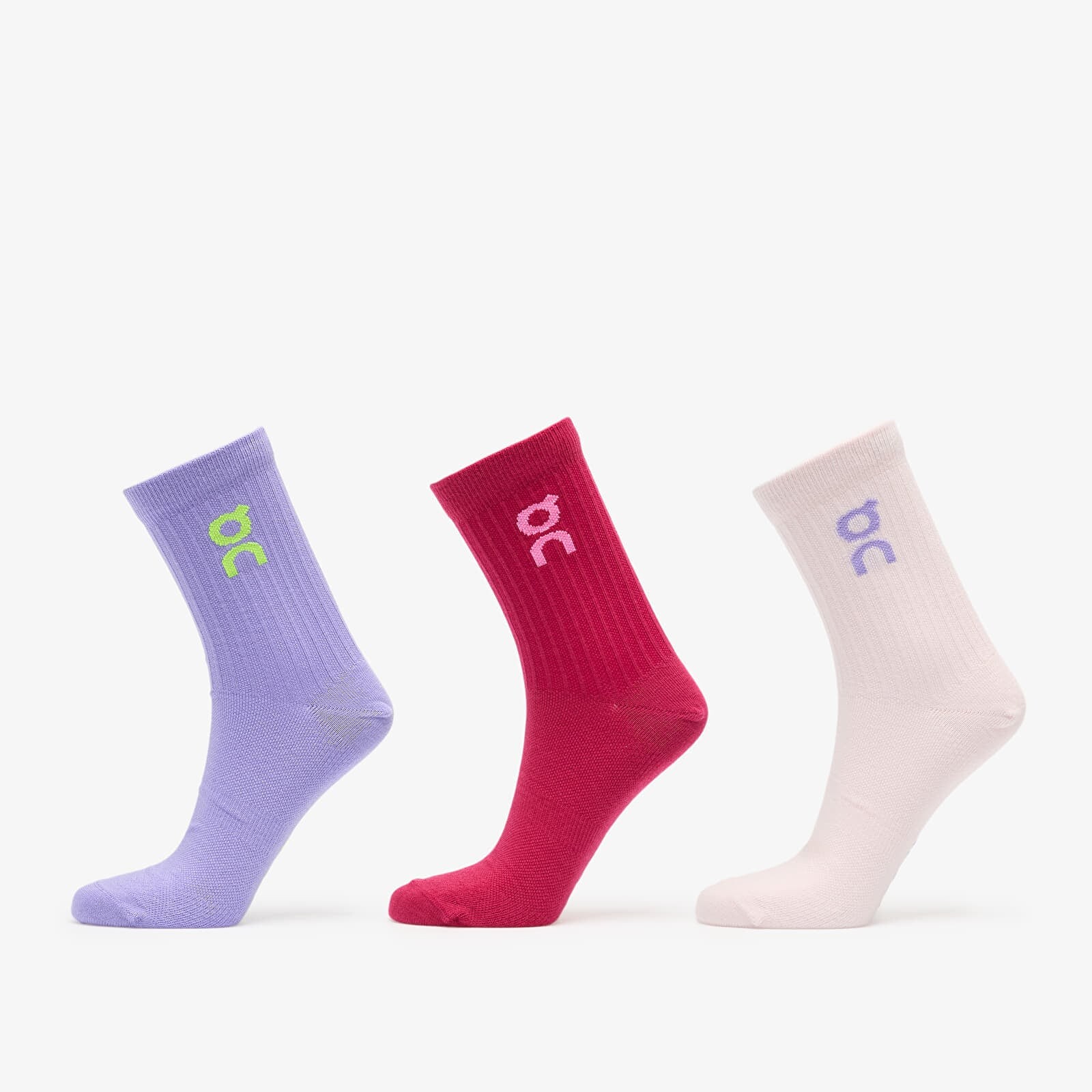On Logo Sock High 3-Pack Orchid/ Comet M