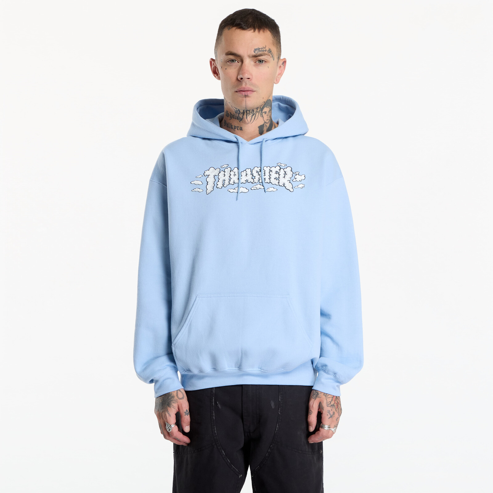 Sweatshirt Thrasher Clouds by Spanky Hoodie Light Blue L