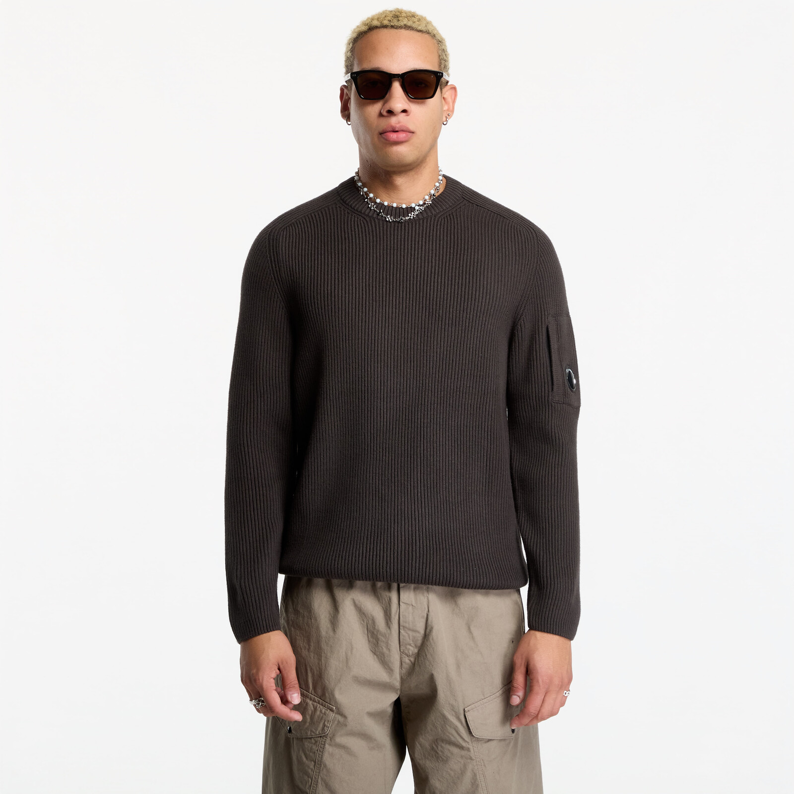 Sweater C.P. Company Full Rib Cotton Lens Crewneck Sweater Black M