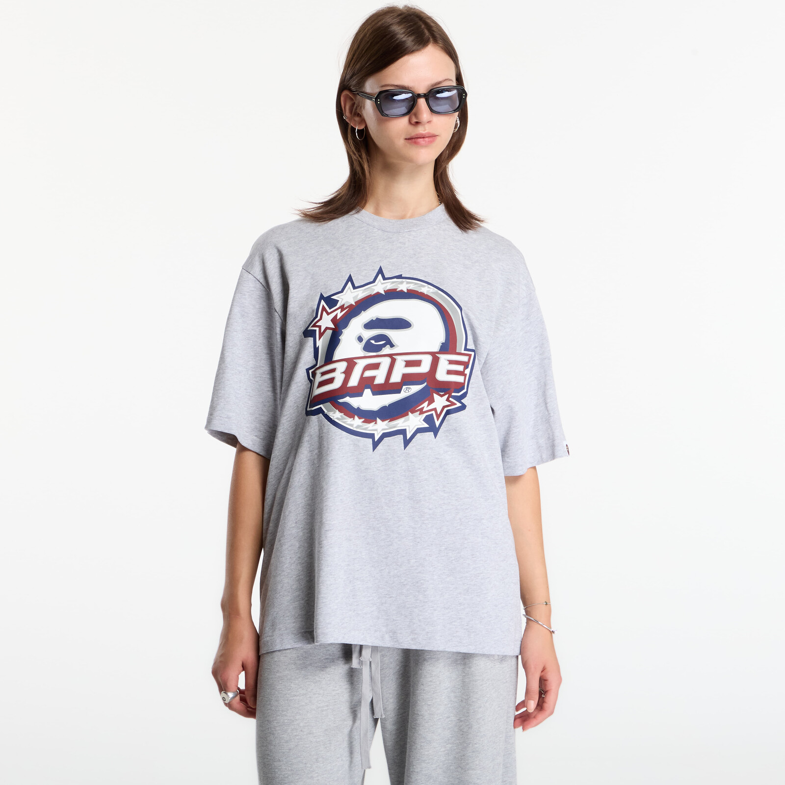 T-shirt A Bathing Ape Bape Twin Sta Logo Relaxed Fit Tee UNISEX Gray L