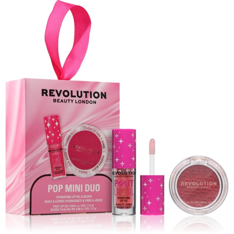 Revolution Pop Mini Duo Hydrating Lip Oil & Blush gift set for women 1 pc