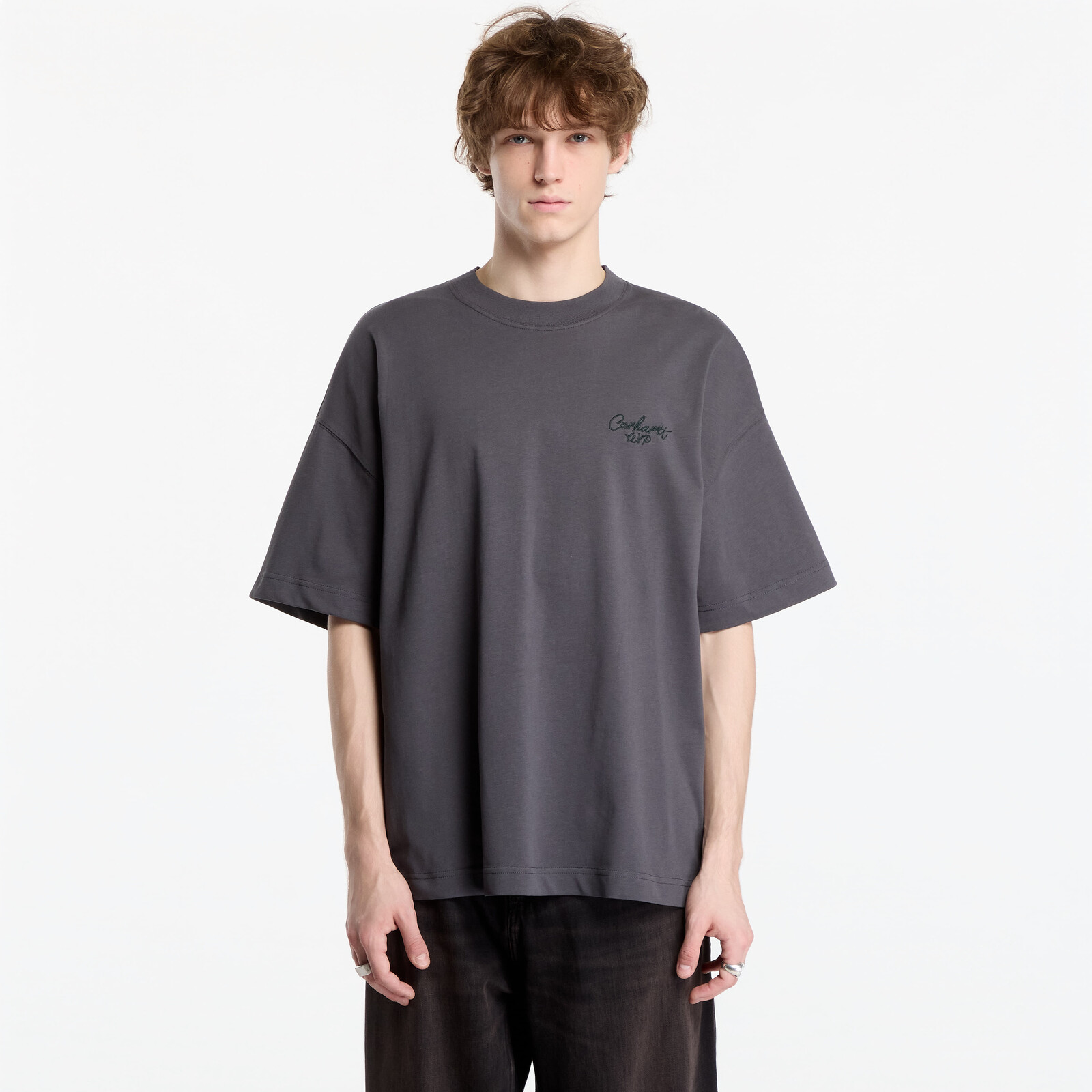 T-shirt Carhartt WIP S/S Signature Script T-Shirt UNISEX Graphite/ Dark Scarab XL