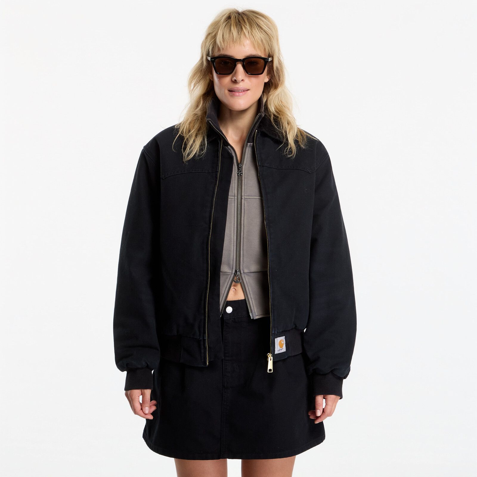 Jacket Carhartt WIP OG Santa Fe Jacket UNISEX Black/ Black Stone Canvas L
