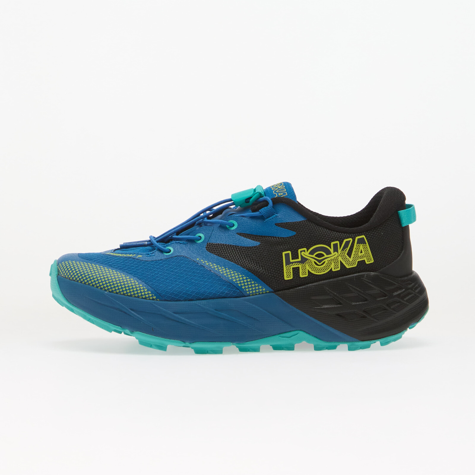 Hoka® Y Speedgoat 7 Big Kids Black/ Night Glow Blue 5.5