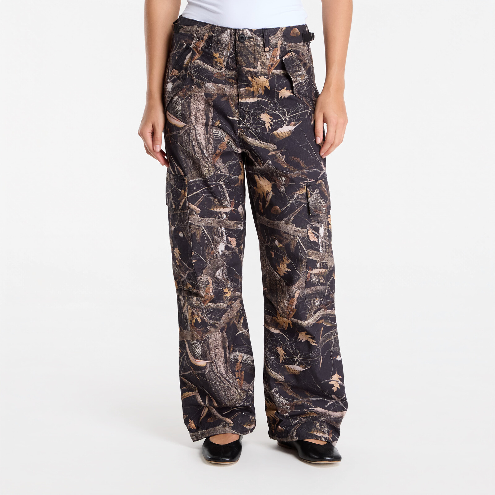 Pants Carhartt WIP Osborn Cargo Pant UNISEX Camo Feather Tree, Black Rinsed M