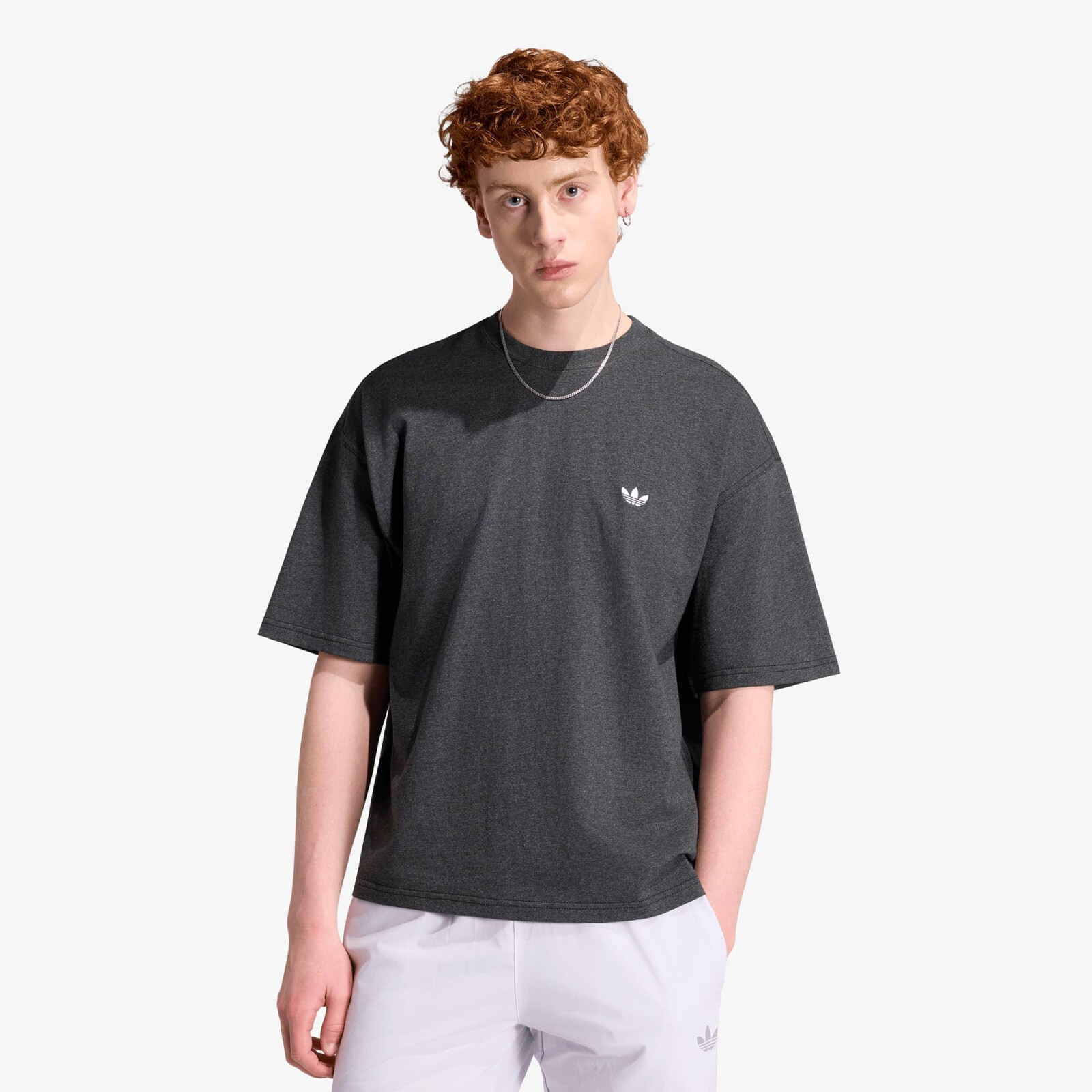 T-shirt adidas Trefoil Essentials Melange Loose Cropped T-Shirt Dark Grey Heather S