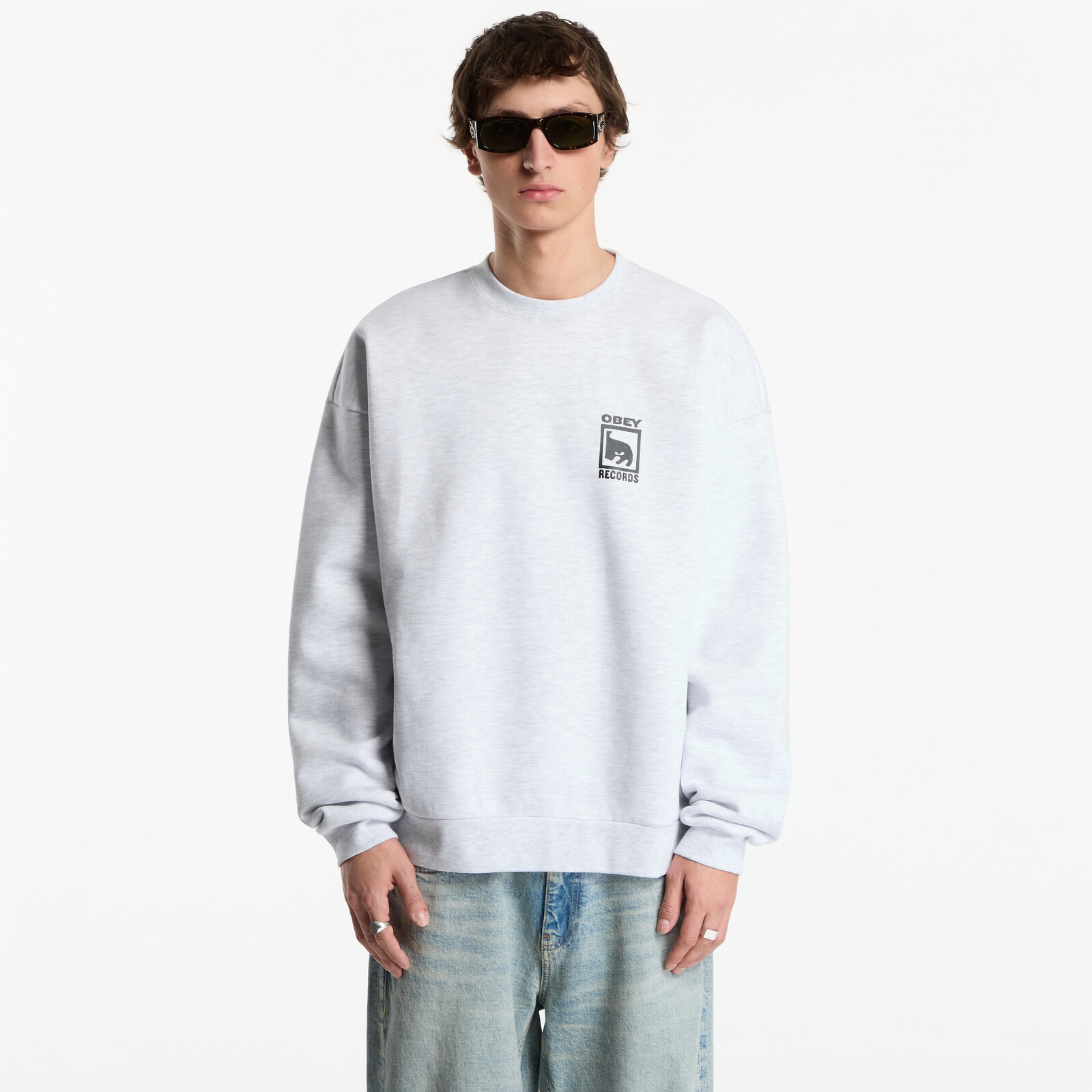 Sweatshirt Obey Records Extra Heavy Crew Ash Grey M