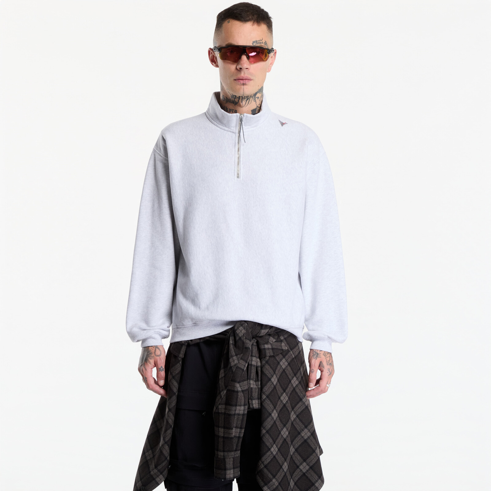 Sweatshirt ROA Logo Half Zip Sweater UNISEX Light Grey XL