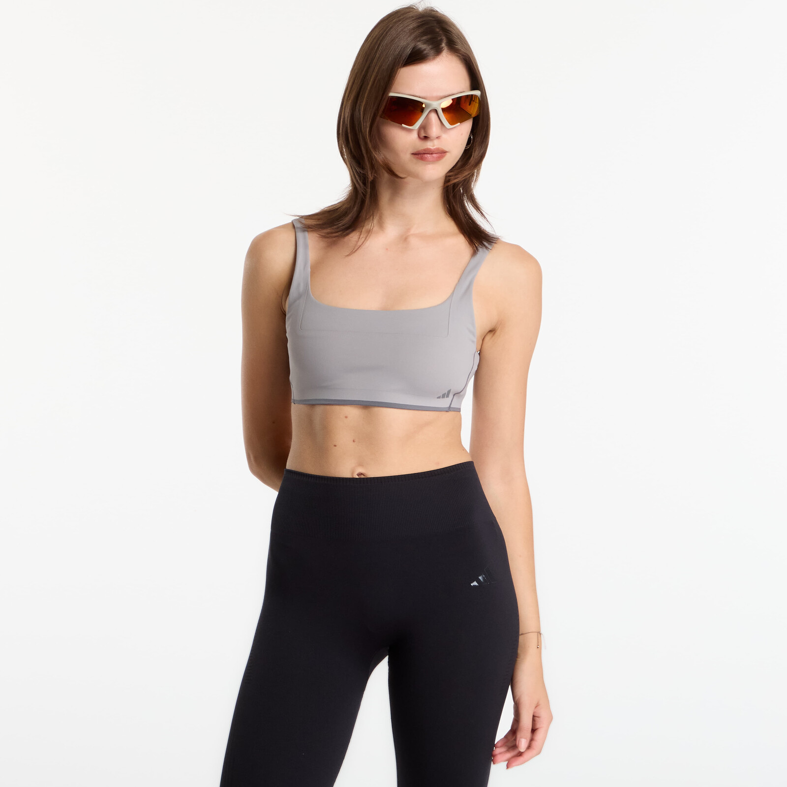 adidas x entire studios Optime Training Low Support Bra Dove Grey L