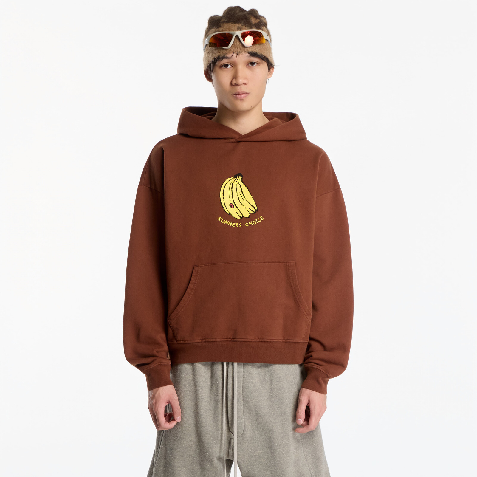 Sweatshirt District Vision California Cotton Hoodie UNISEX Runner's Choice Cacao XL