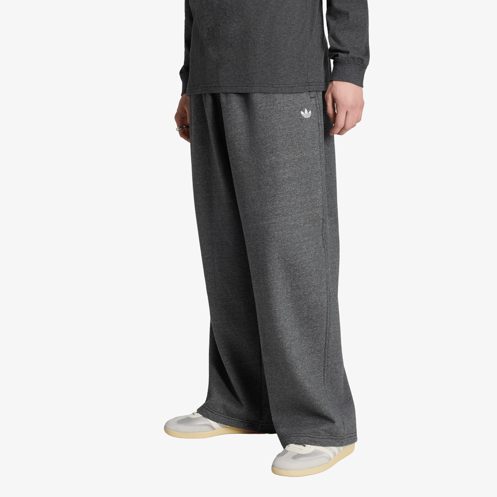 Pants adidas Trefoil Essentials Melange Baggy Open Hem Dark Grey Heather S