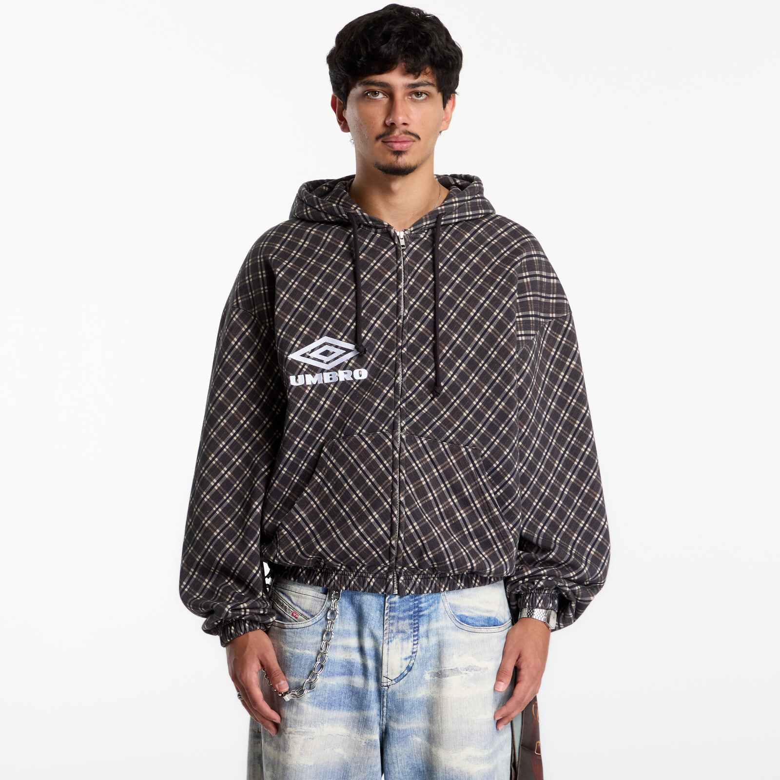 Sweatshirt Umbro Plaid Masked Hoodie Brown S