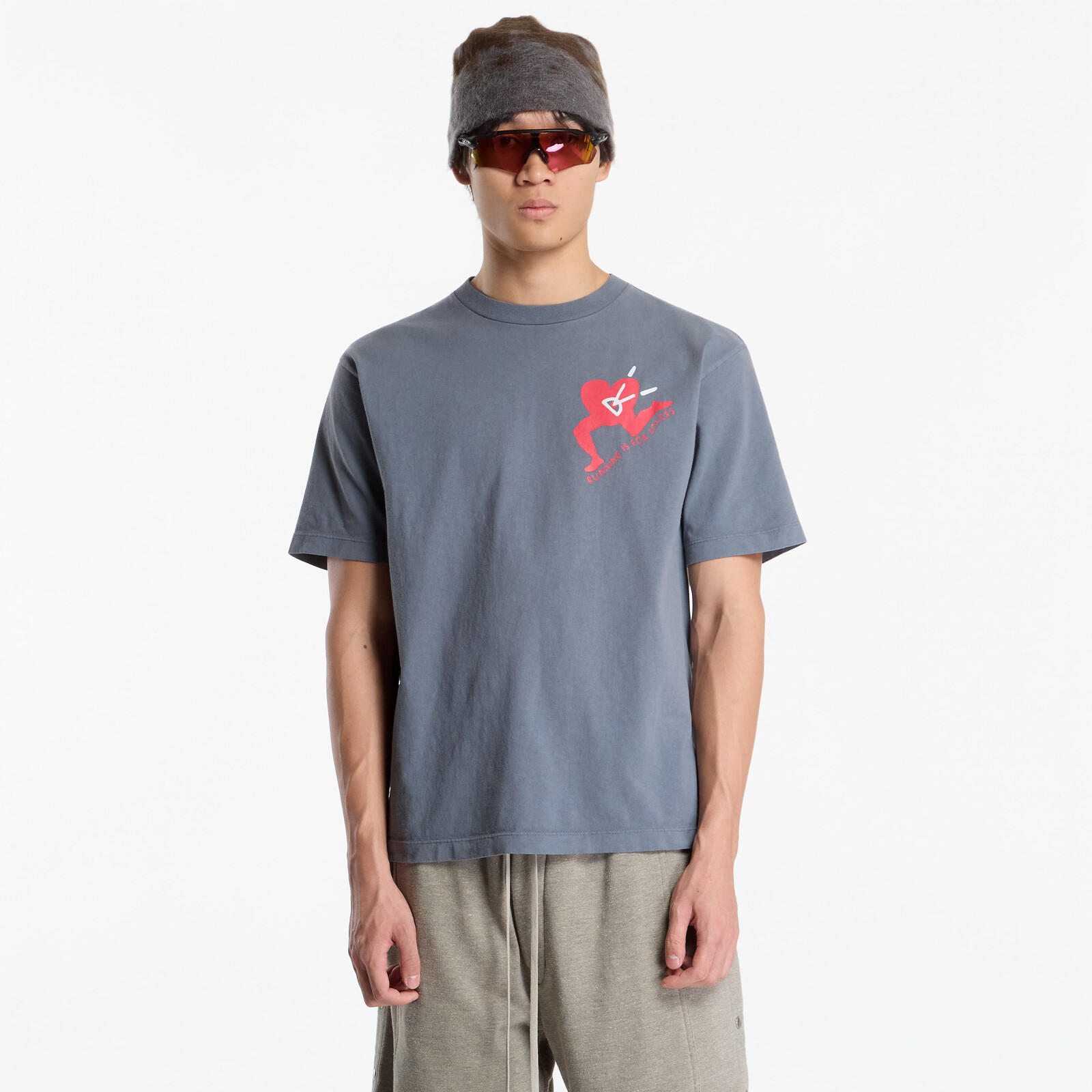 T-shirt District Vision California Cotton Tee UNISEX Run With Heart Coastal Grey M