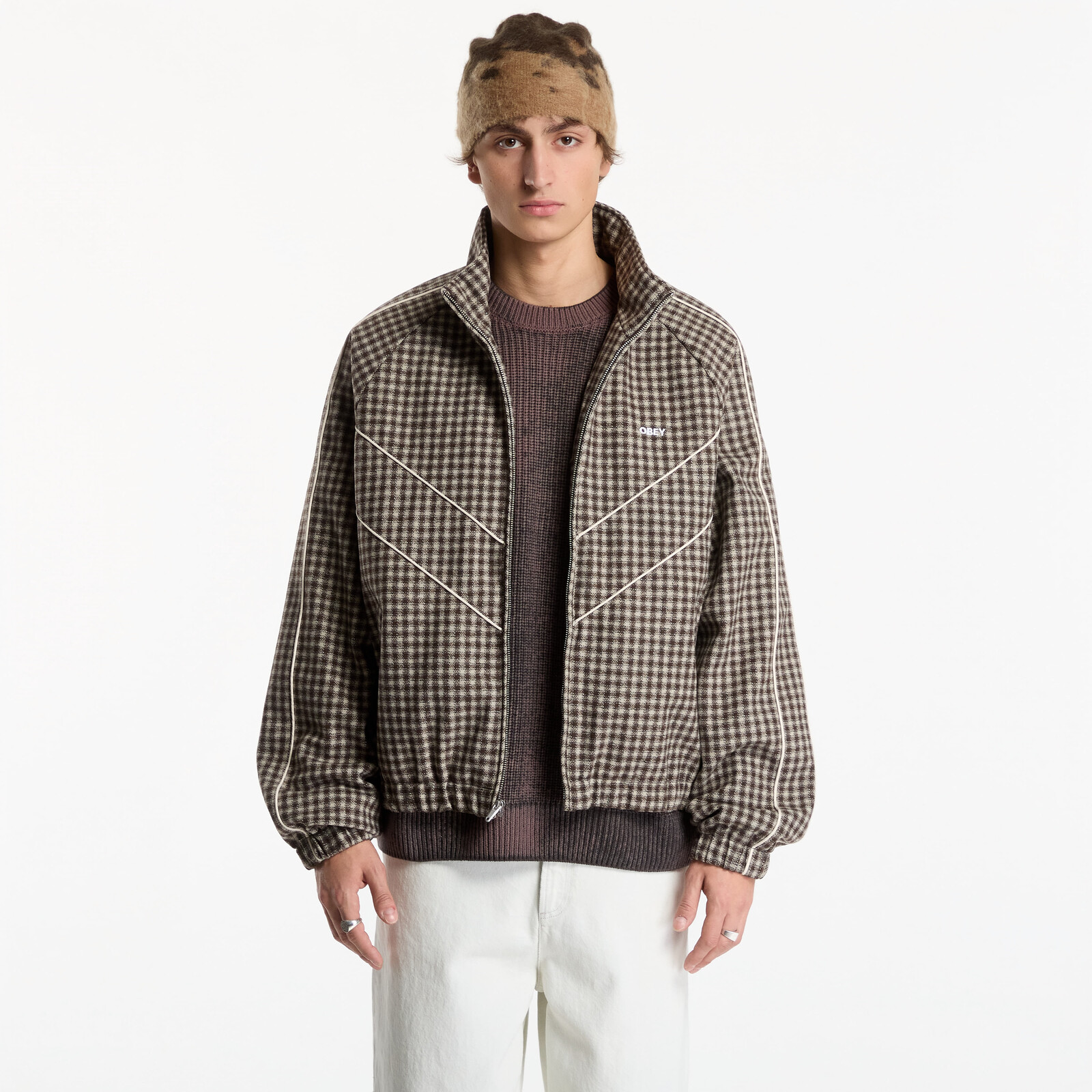 Jacket Obey Leisure Training Jacket Abbey Stone Plaid L
