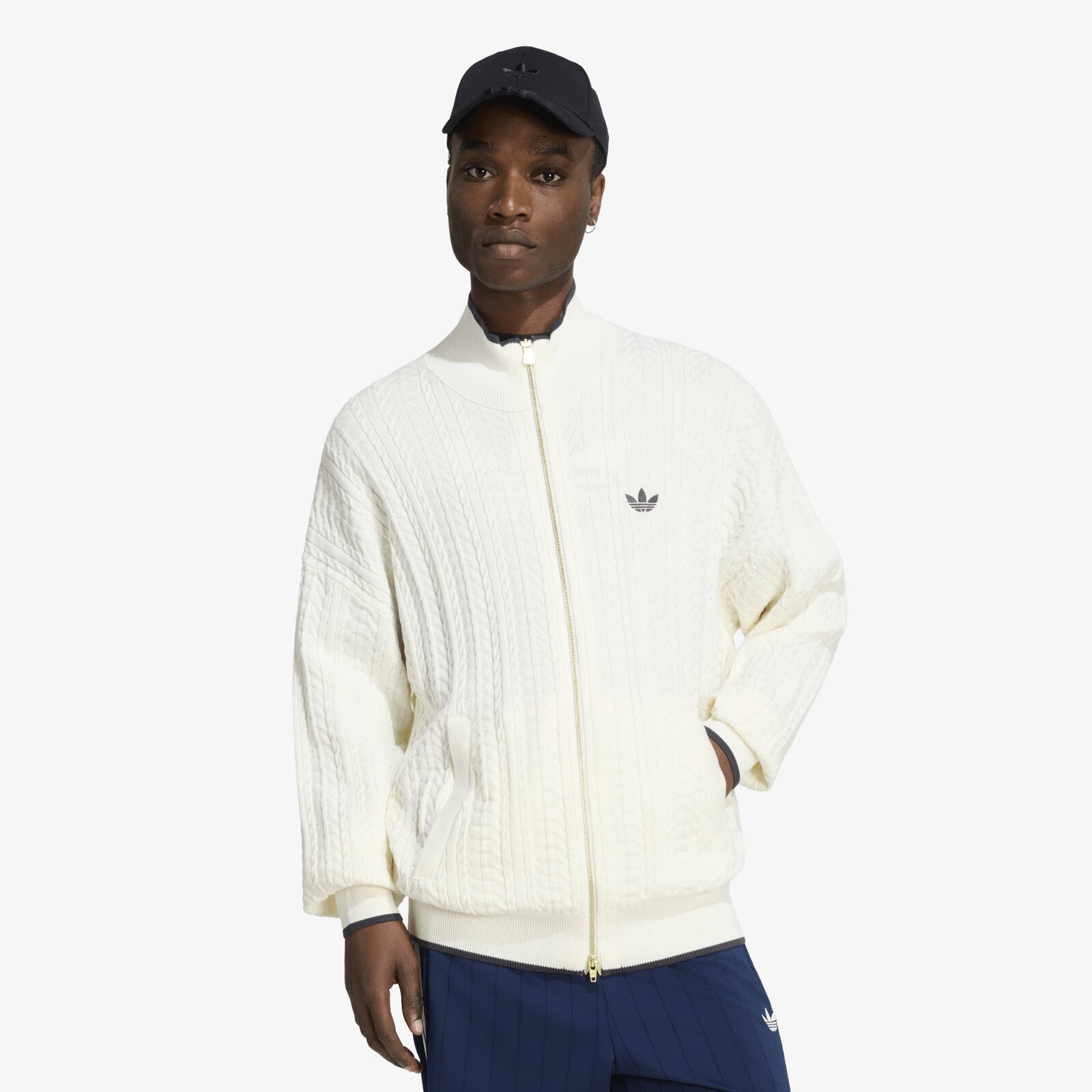 Sweater adidas Firebird Cable Knit Track Top Cloud White XXL