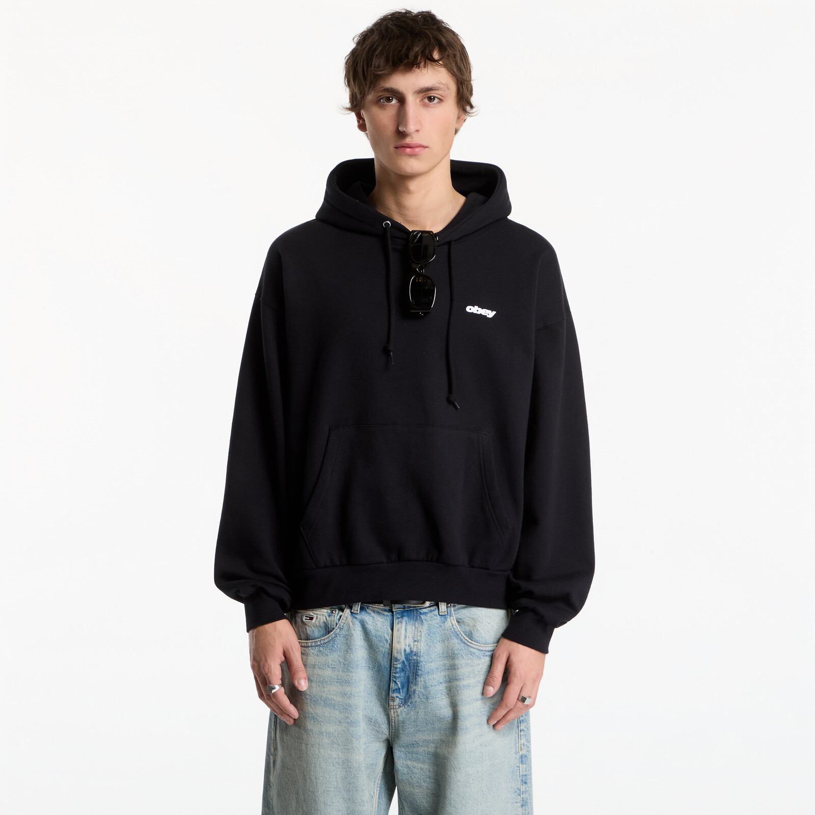 Sweatshirt Obey League Hood Black L