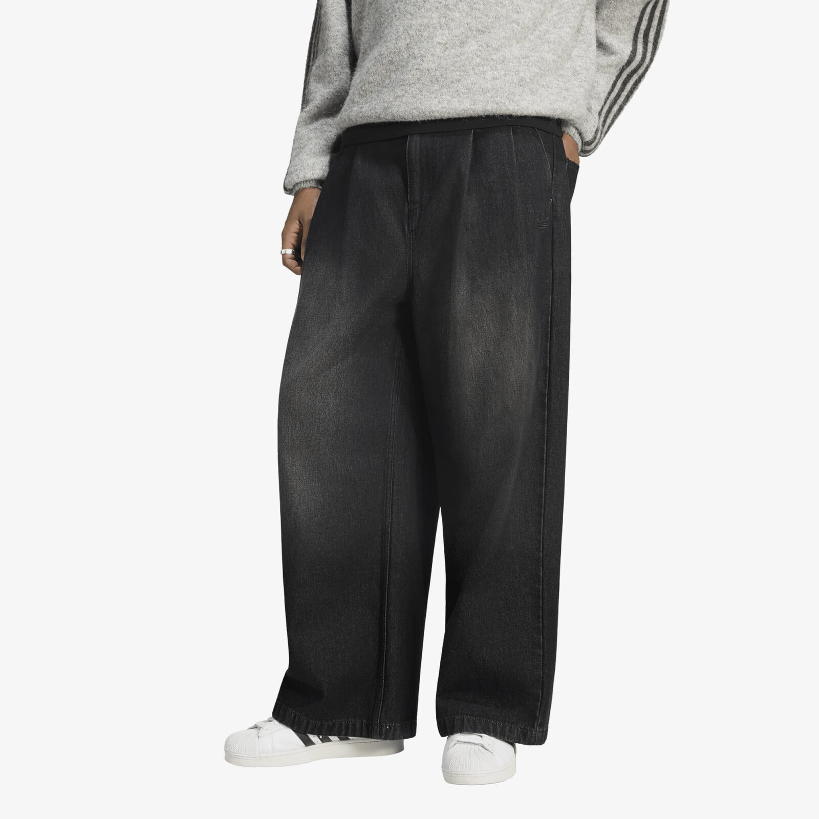 Pants adidas Jeans Mid-Rise Wide Leg True Black Denim 32