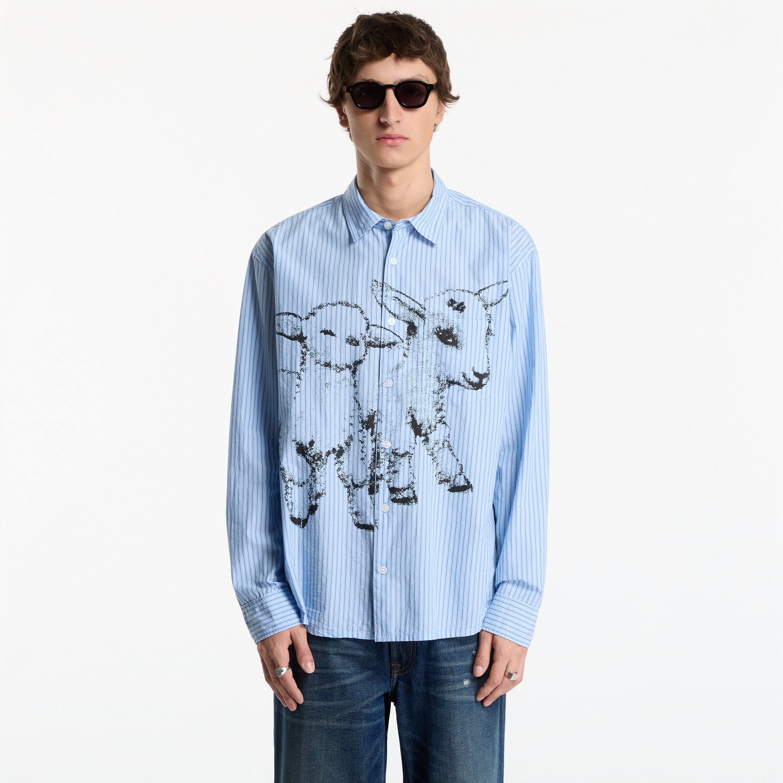 Shirt Obey Billy Woven Light Blue Multi XL
