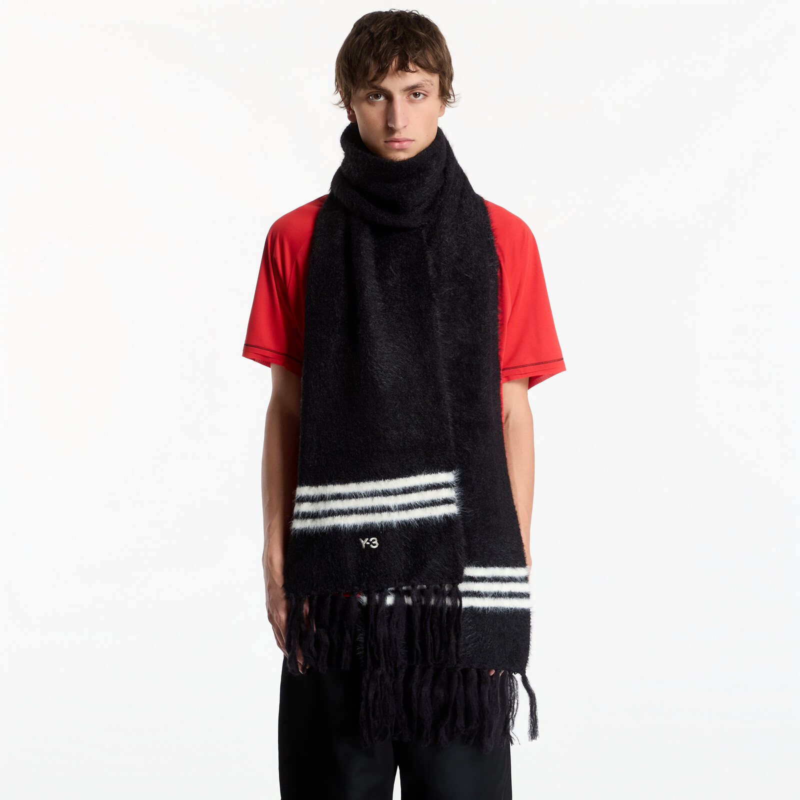 Y-3 Stripes Scarf Black/ Cream White M